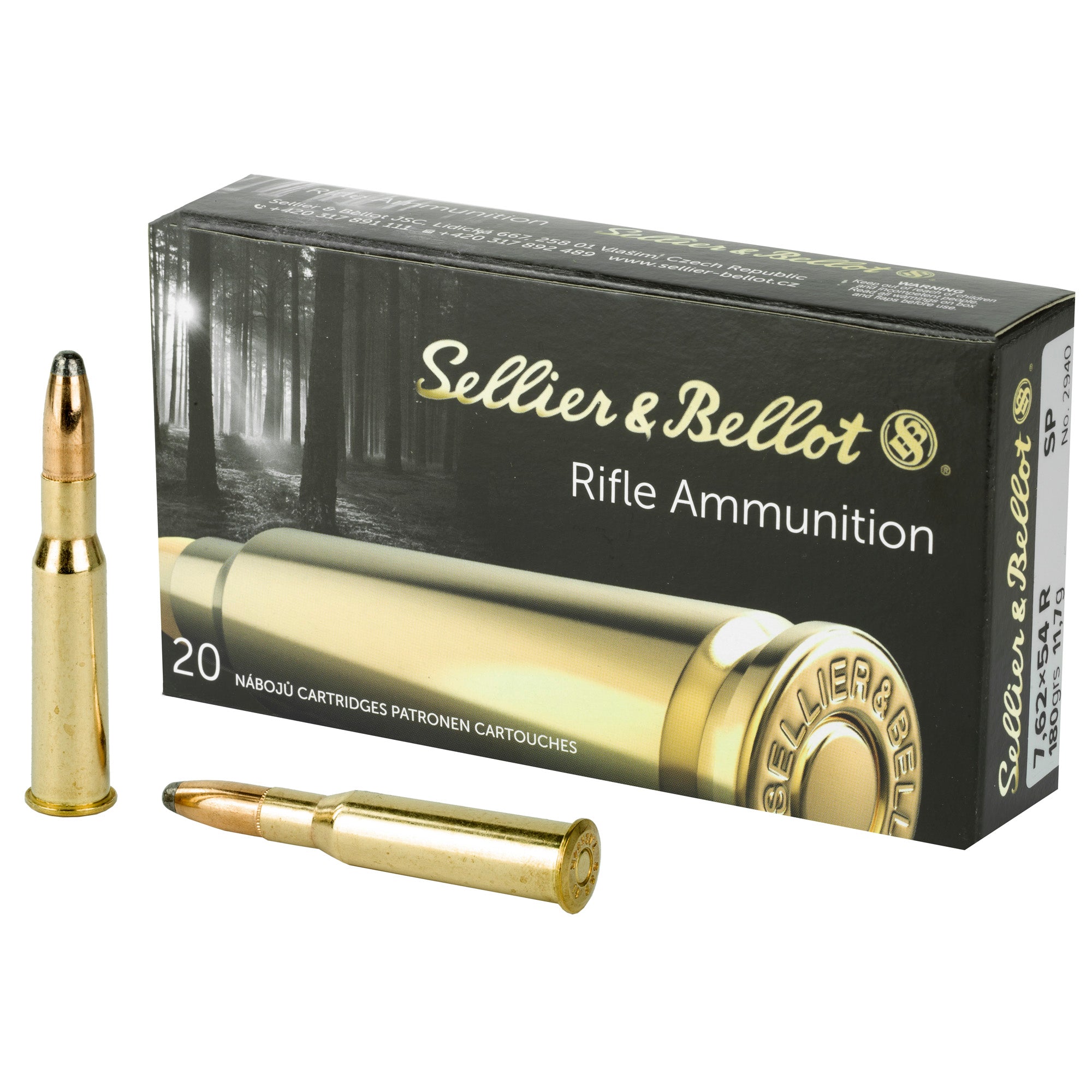 Sellier & Bellot 7.62x54R Rifle Ammunition 180-Grain Soft Point - 20 Rds per Box
