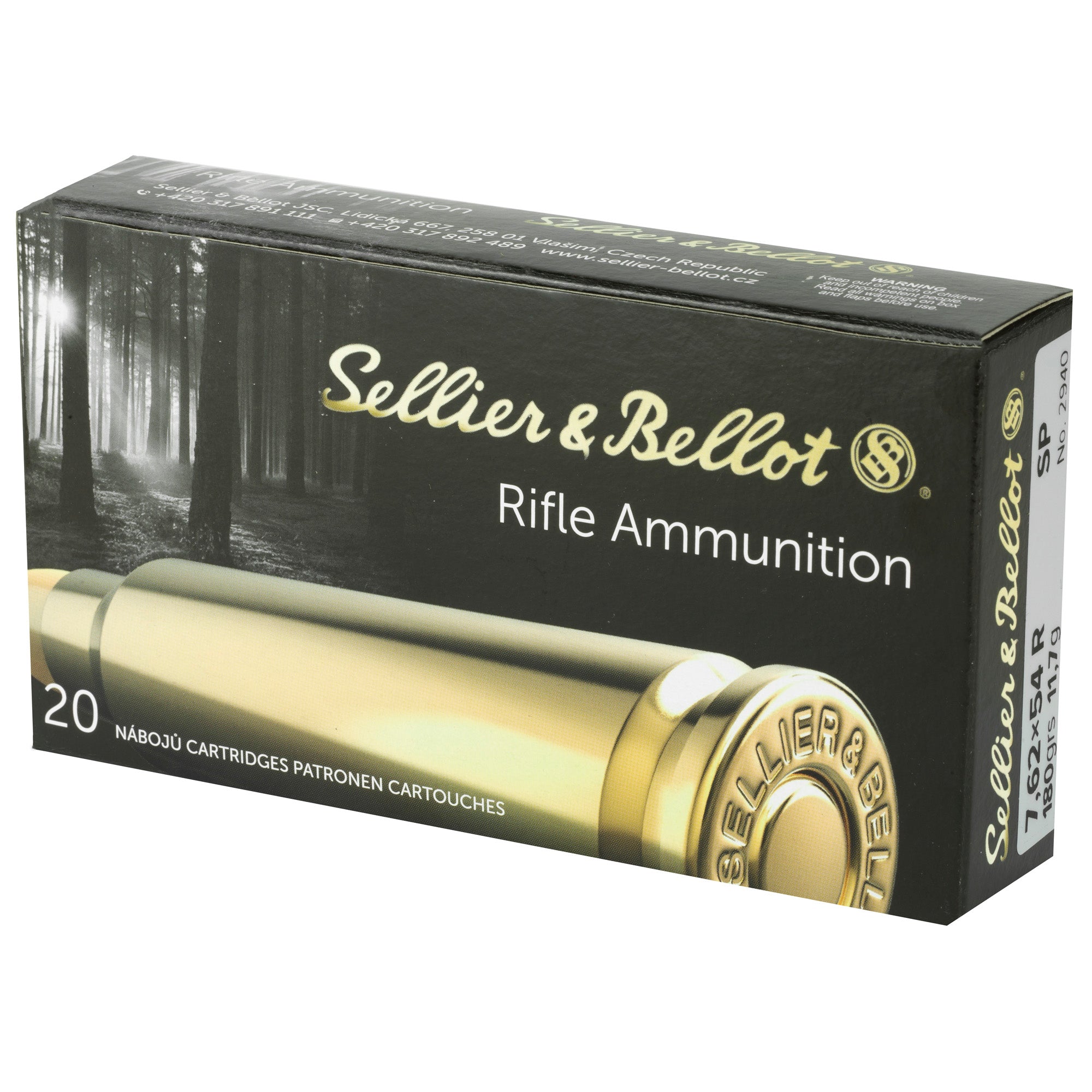 Sellier & Bellot 7.62x54R Rifle Ammunition 180-Grain Soft Point - 20 Rds per Box