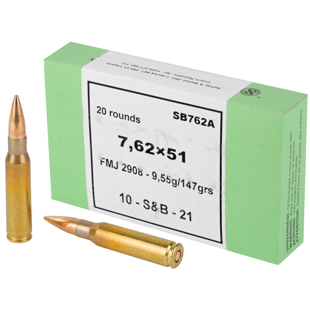 Sellier & Bellot 762x51 NATO 147 Grain Full Metal Jacket Rifle Ammunition - Box of 20