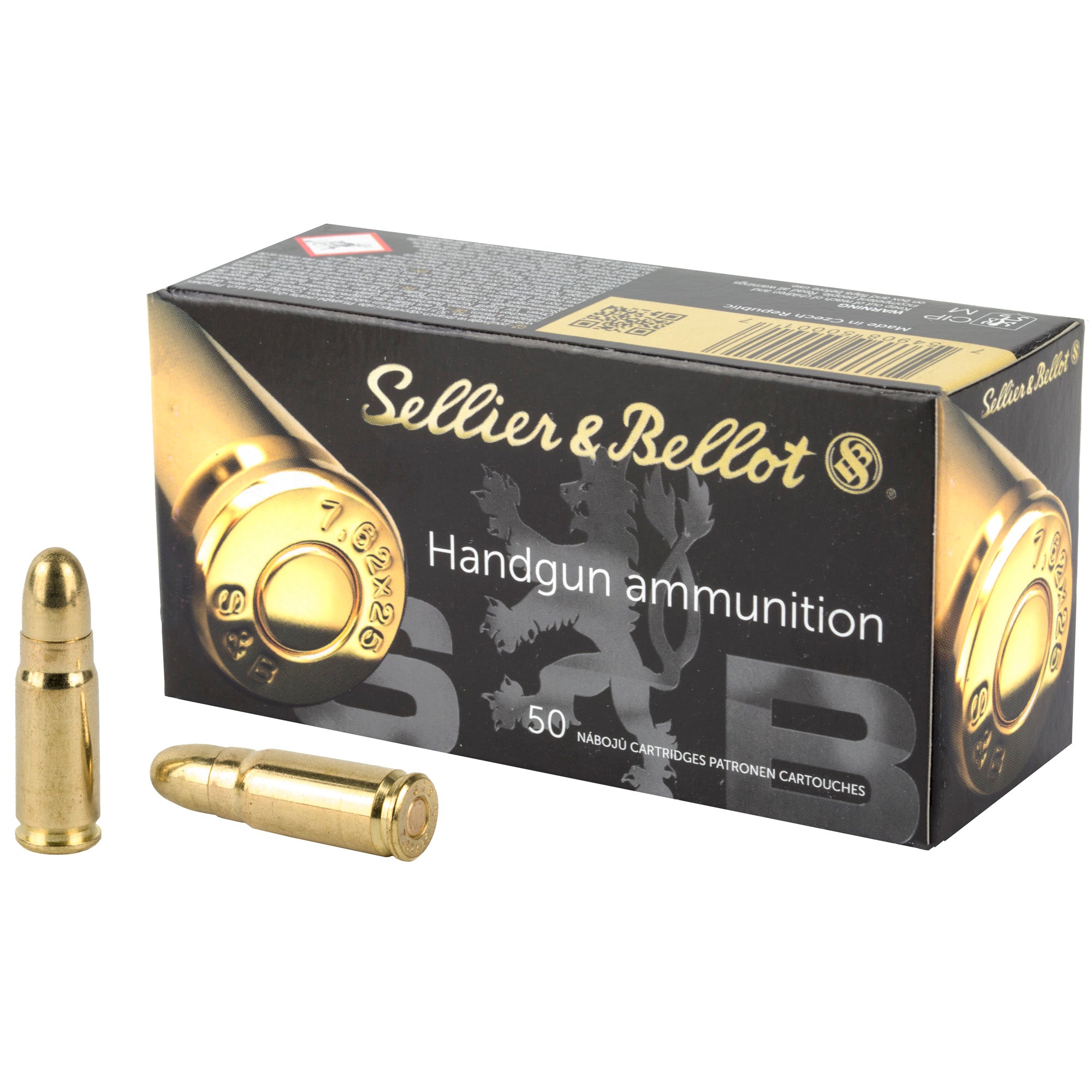 Sellier & Bellot 7.62x25 Tokarev FMJ Ammunition - 85 Grain, 50 Rounds Per Box