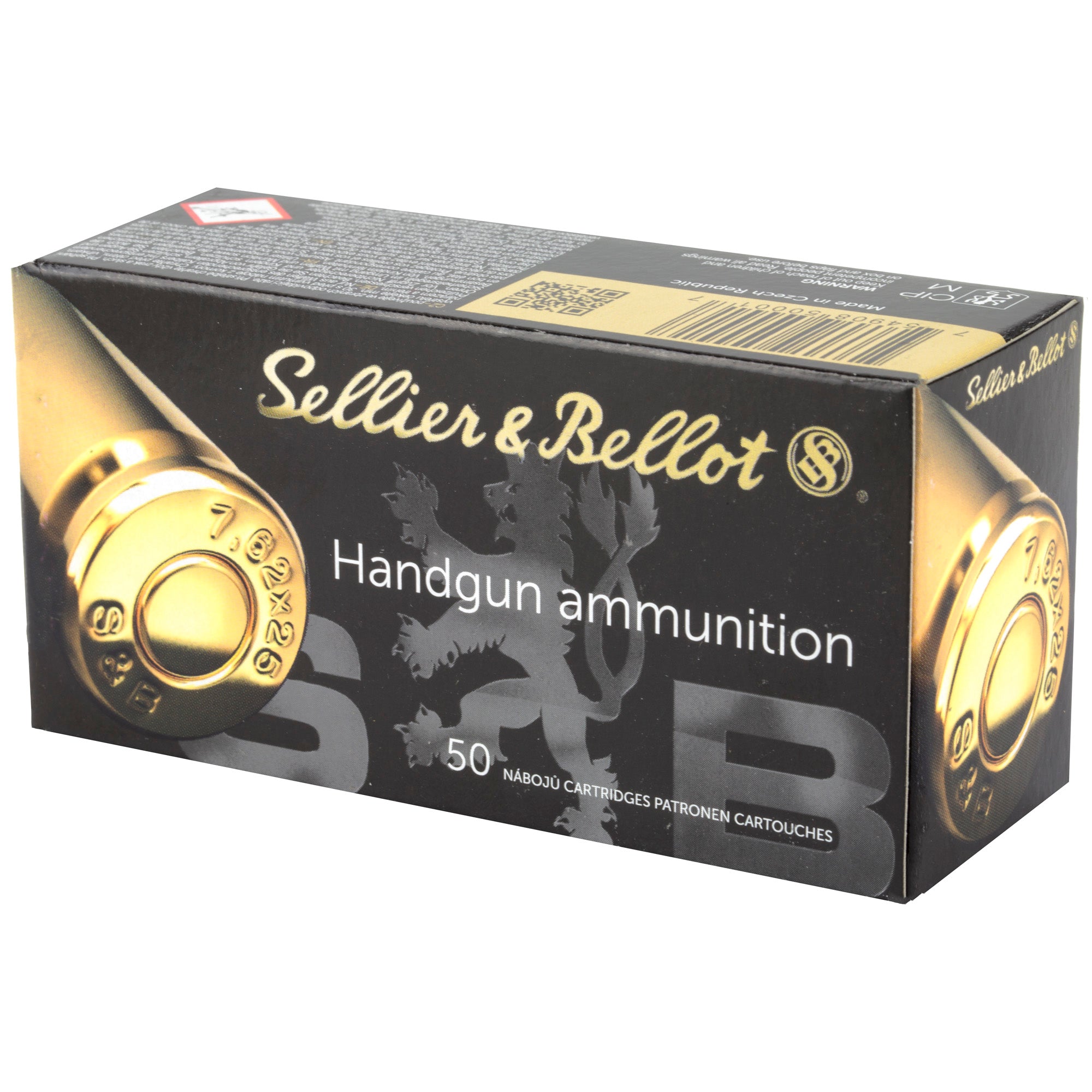 Sellier & Bellot 7.62x25 Tokarev FMJ Ammunition - 85 Grain, 50 Rounds Per Box