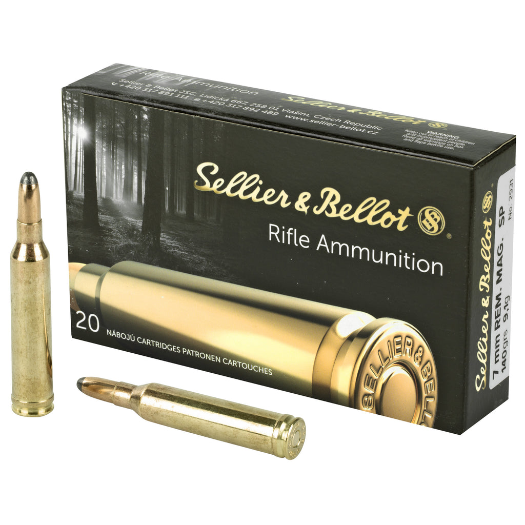Sellier & Bellot 7mm Remington Magnum Soft Point Ammunition, 140 Grain, 20 Rounds per Box