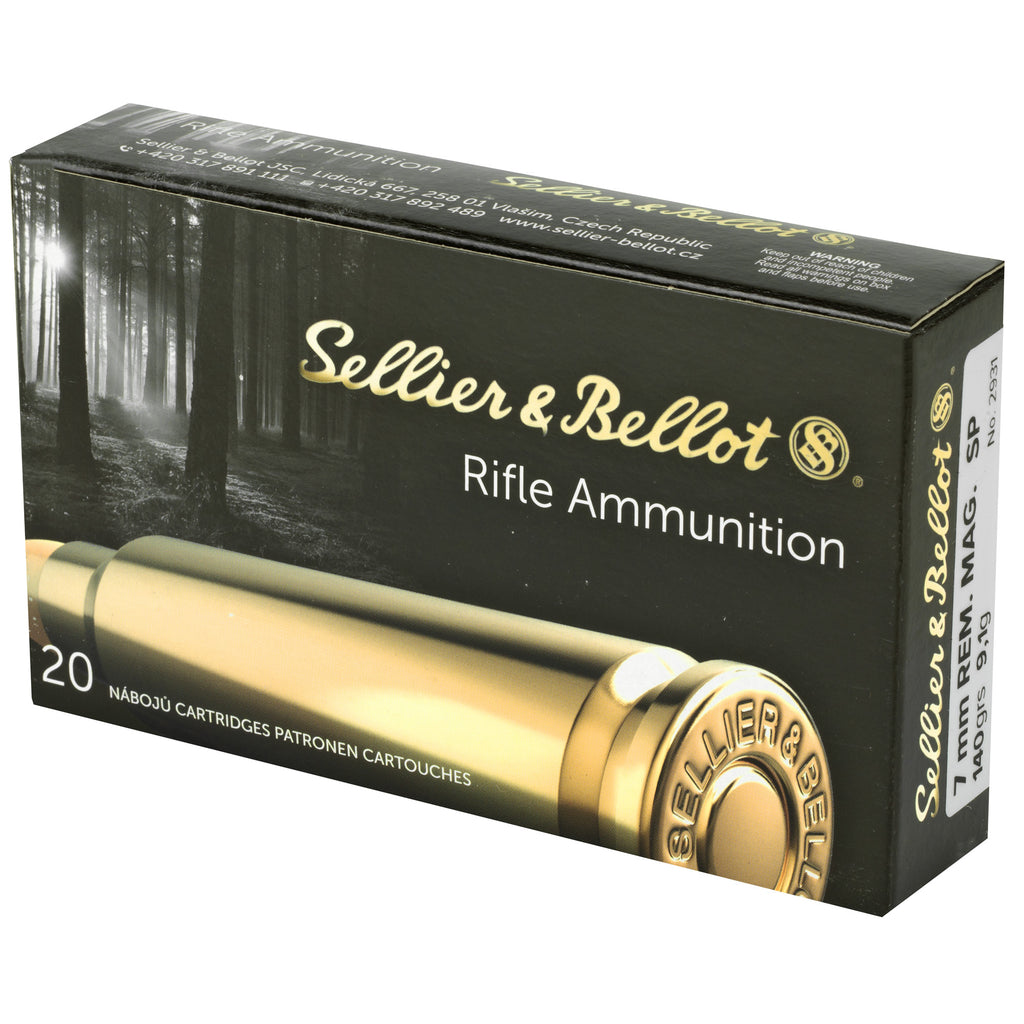 Sellier & Bellot 7mm Remington Magnum Soft Point Ammunition, 140 Grain, 20 Rounds per Box
