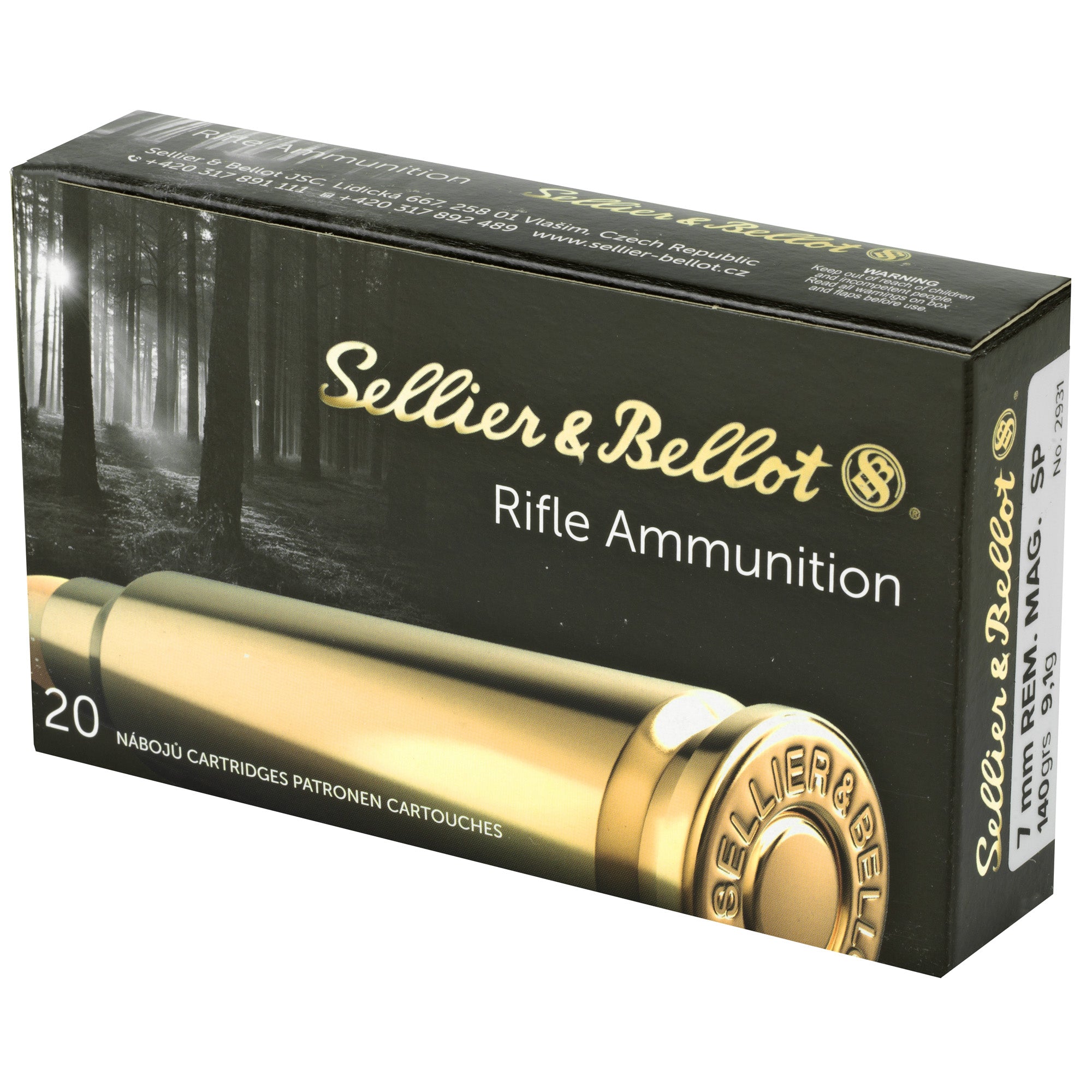 Sellier & Bellot 7mm Remington Magnum Soft Point Ammunition, 140 Grain, 20 Rounds per Box