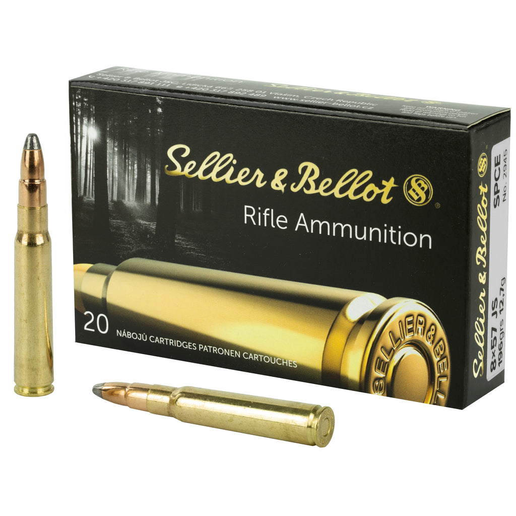 Sellier & Bellot 8mm Mauser Soft Point Cutting Edge Rifle Ammo - 196 Grain, 20 Rounds per Box