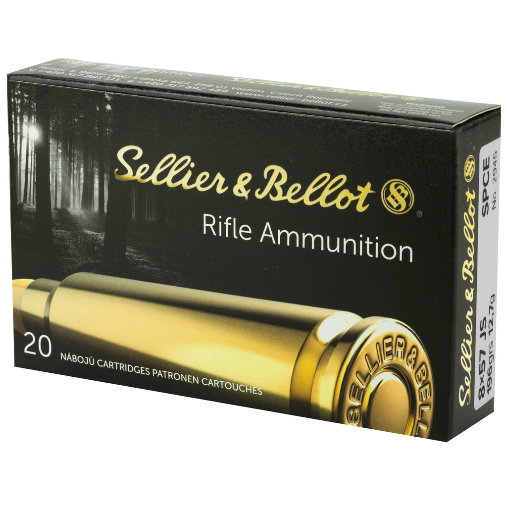 Sellier & Bellot 8mm Mauser Soft Point Cutting Edge Rifle Ammo - 196 Grain, 20 Rounds per Box