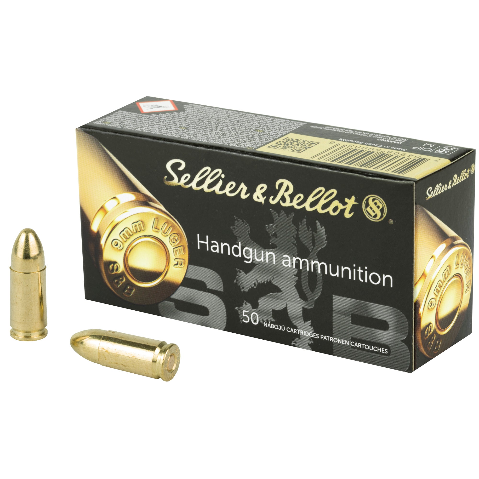 Sellier & Bellot 9mm 115-Grain Full Metal Jacket Ammunition - 50 Rounds Per Box