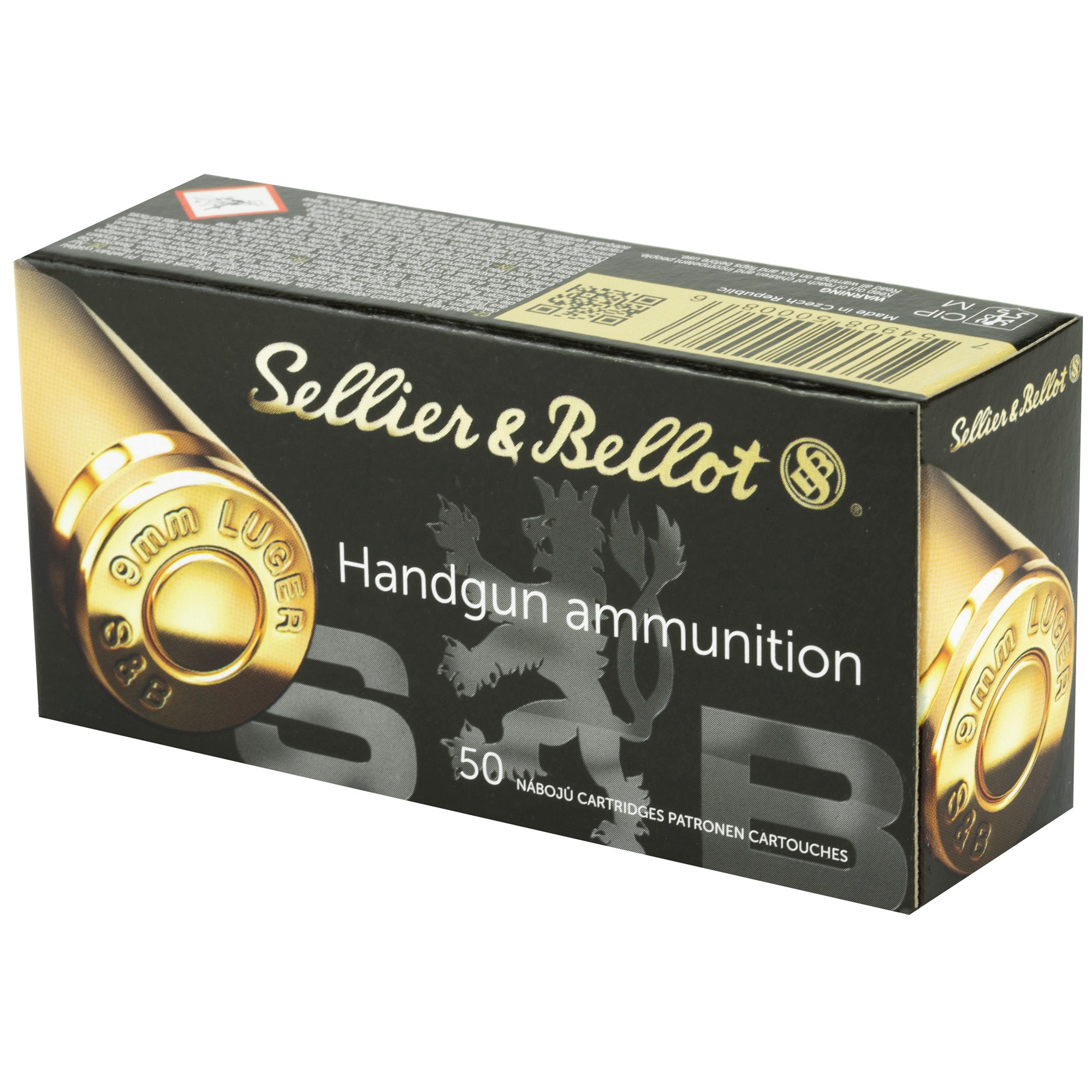 Sellier & Bellot 9mm 115-Grain Full Metal Jacket Ammunition - 50 Rounds Per Box