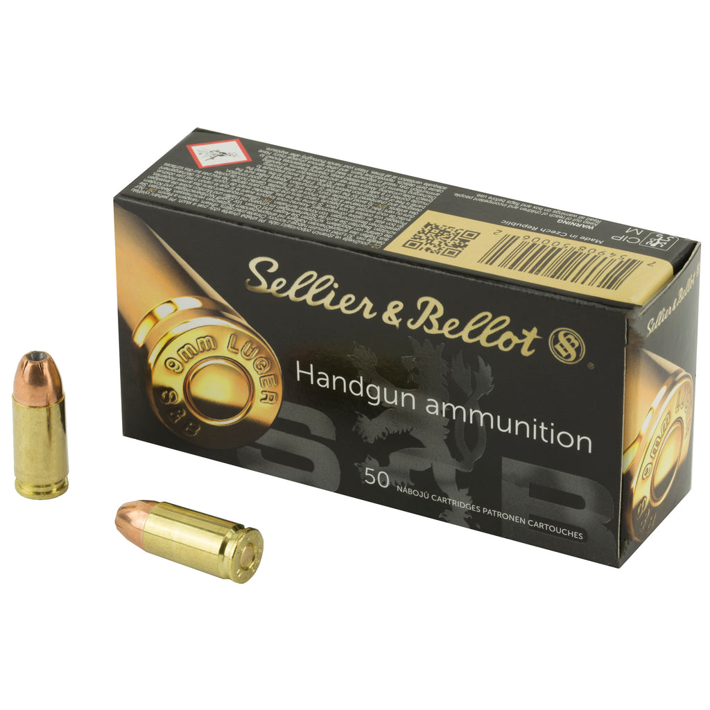 Sellier & Bellot 9mm 115-Grain Jacketed Hollow Point Pistol Ammunition (50 rounds per box)