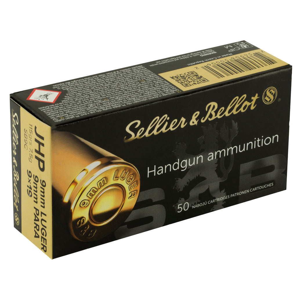 Sellier & Bellot 9mm 115-Grain Jacketed Hollow Point Pistol Ammunition (50 rounds per box)