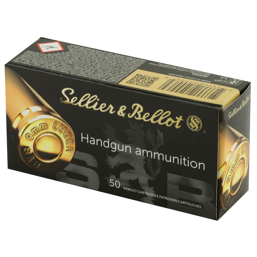 Sellier & Bellot 9mm 115-Grain Jacketed Hollow Point Pistol Ammunition (50 rounds per box)