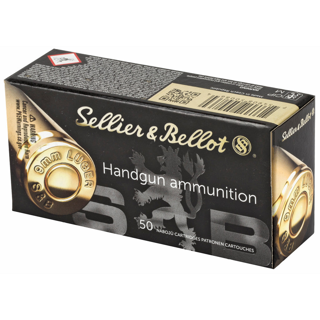 Sellier & Bellot 9mm 124 Grain Jacketed Hollow Point Pistol Ammunition (50 Rounds)