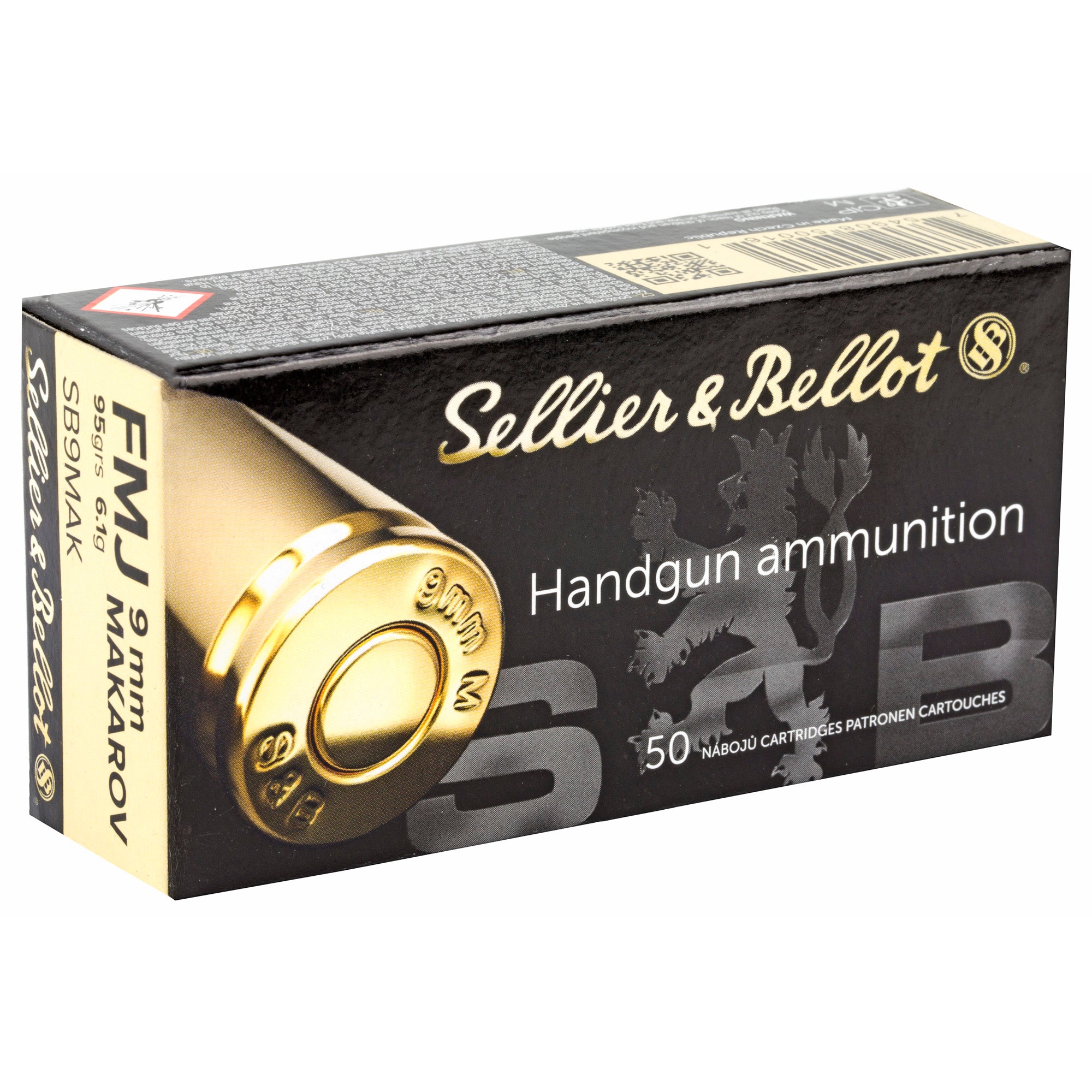 Sellier & Bellot S&B 9mm Makarov 95-Grain Full Metal Jacket Ammunition