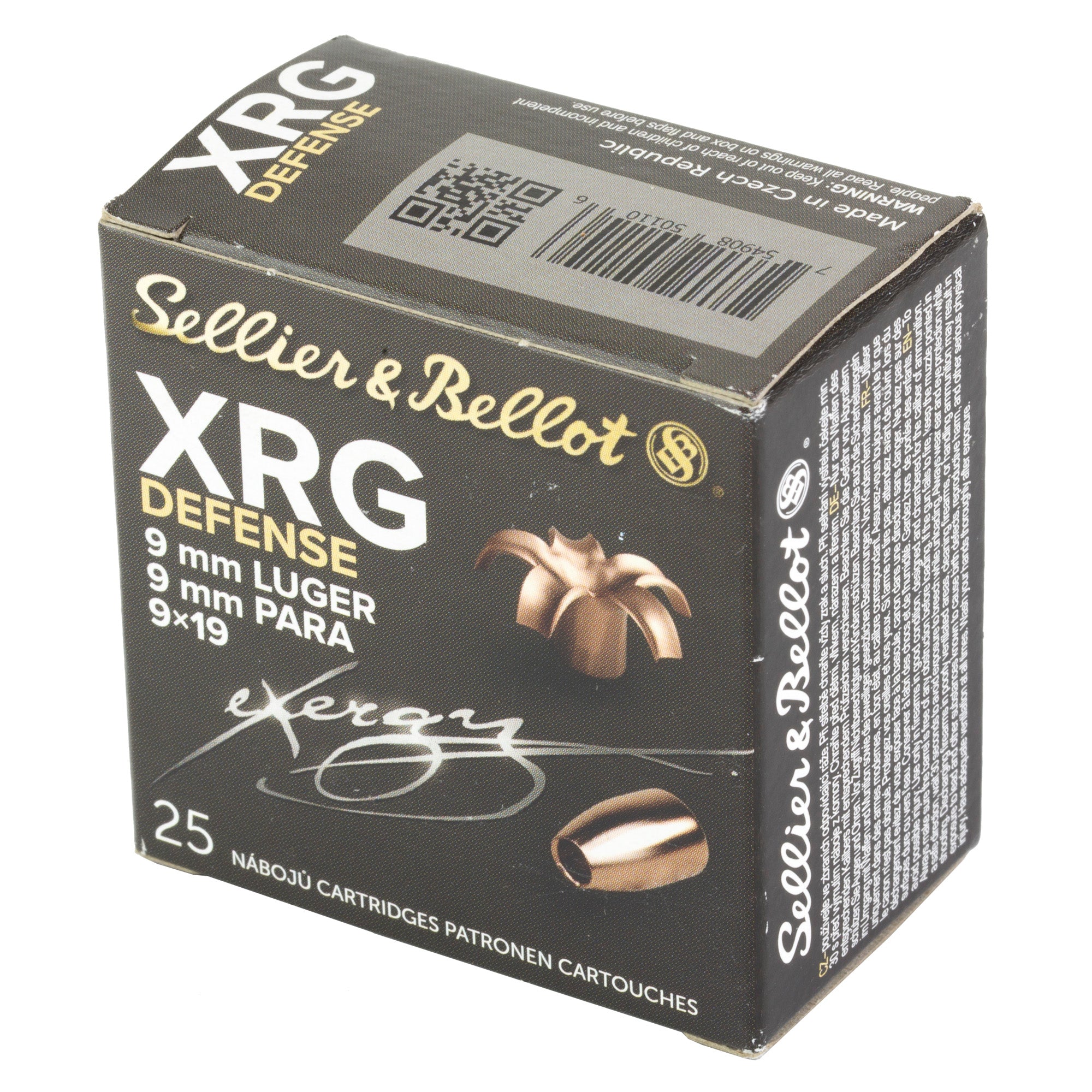 Sellier & Bellot 9mm 100-Grain XRG Hollow Point Pistol Ammunition (25 Rounds per Box)