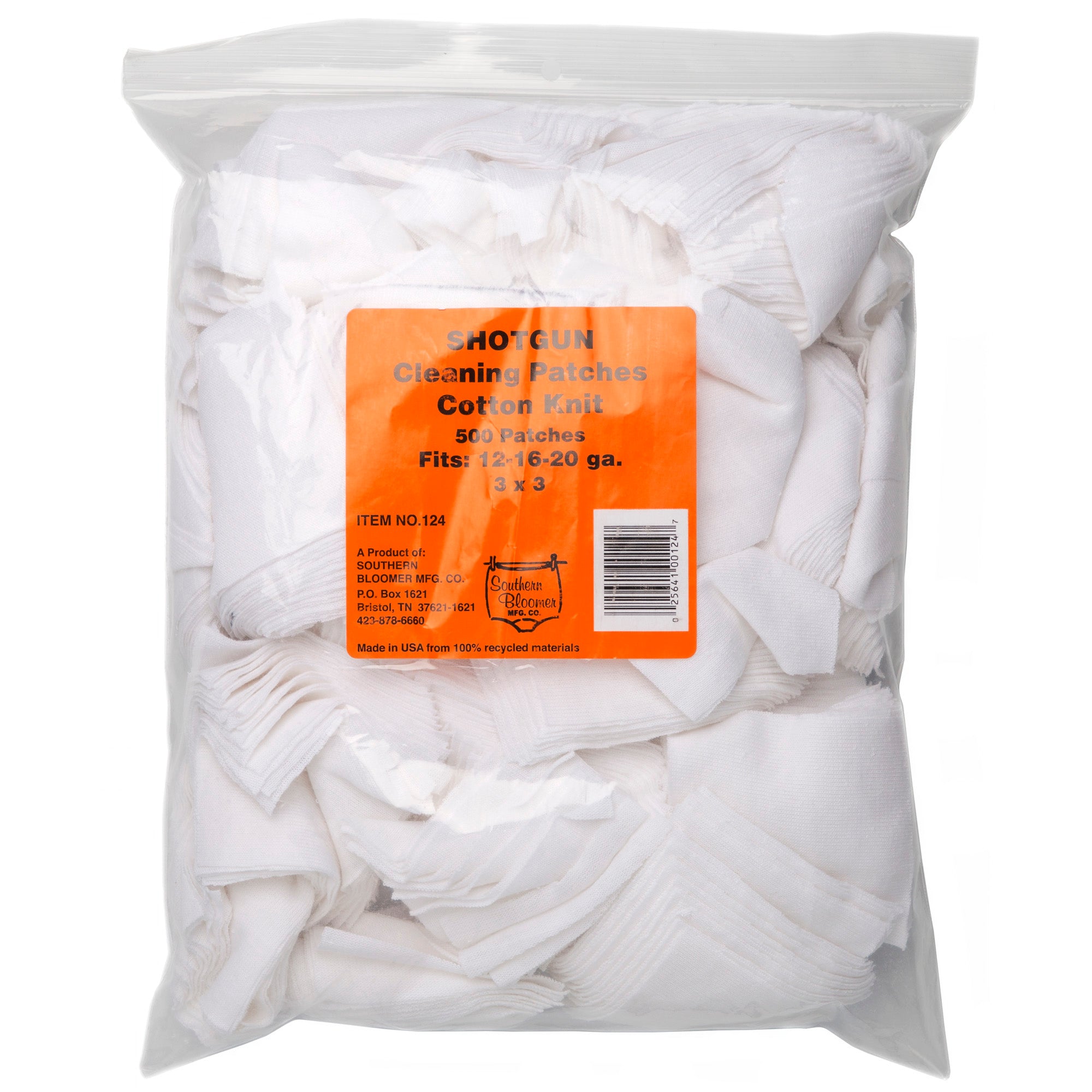 Southern Bloomer Cotton Cleaning Patches, Model #124, 3-Inch Square, 500 Pack