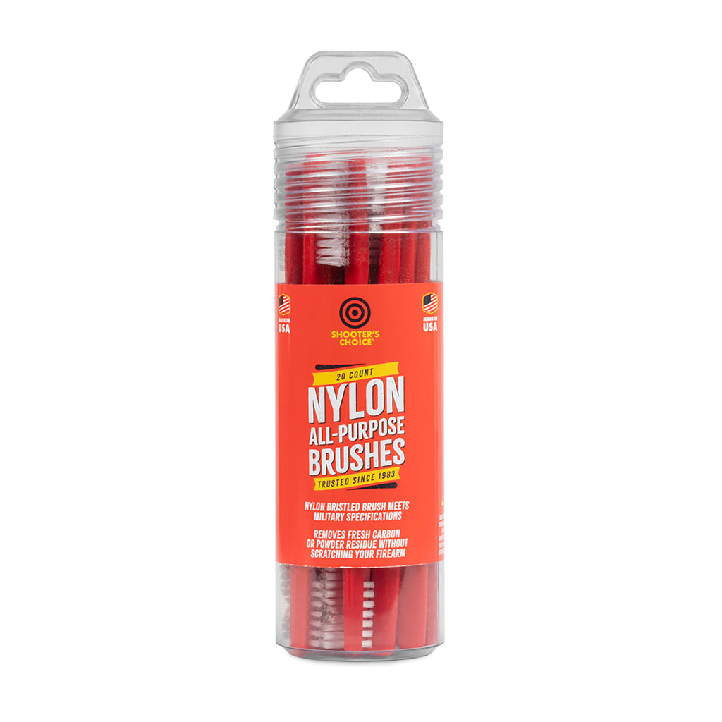 Shooter's Choice Nylon All-Purpose Receiver Brushes (20 Pack) – Dual-Ended Cleaning Tools with Red Handles