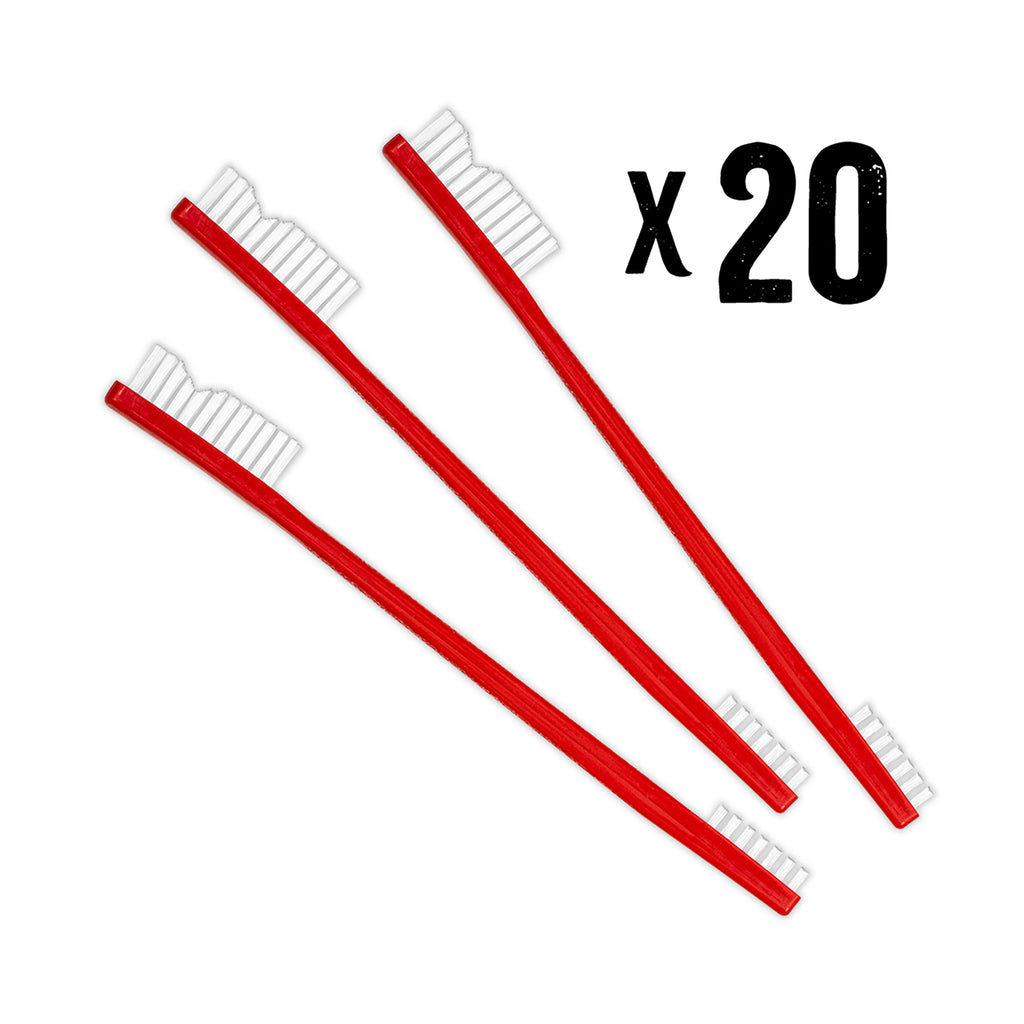 Shooter's Choice Nylon All-Purpose Receiver Brushes (20 Pack) – Dual-Ended Cleaning Tools with Red Handles