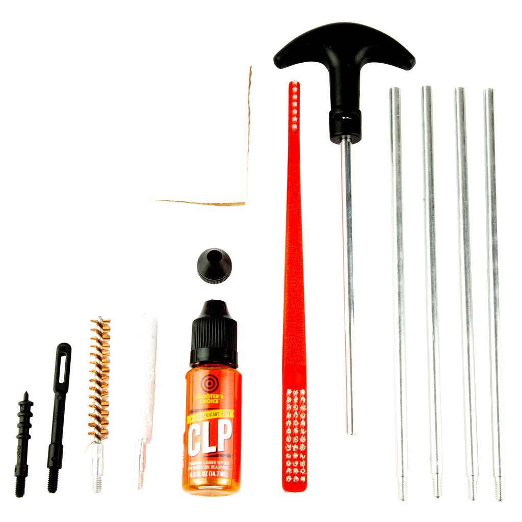 Shooter's Choice .30 Caliber Rifle Cleaning Kit - Includes Brass Components, Brush, Mop, Jag, Patches, and Lubricant