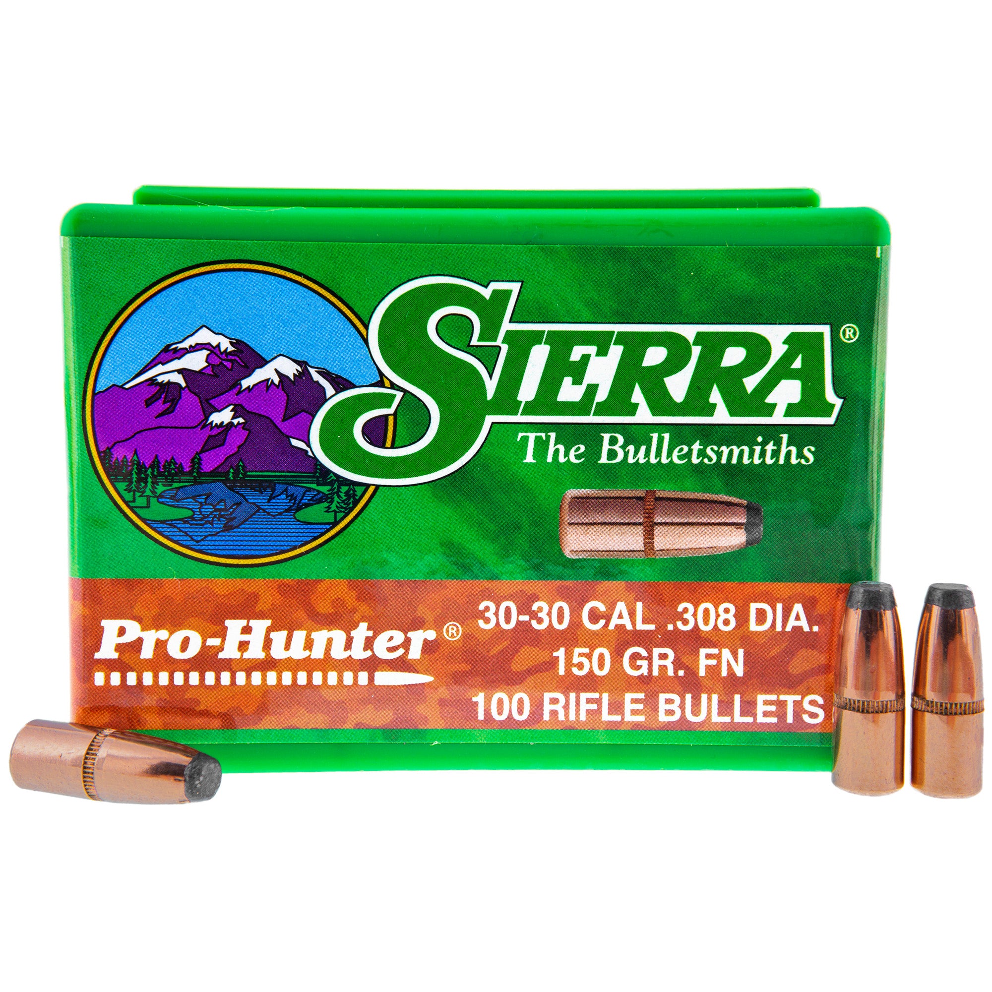 Sierra Bullets Pro Hunter 30 Caliber Flat Nose Bullet - 150 Grain, Box of 100