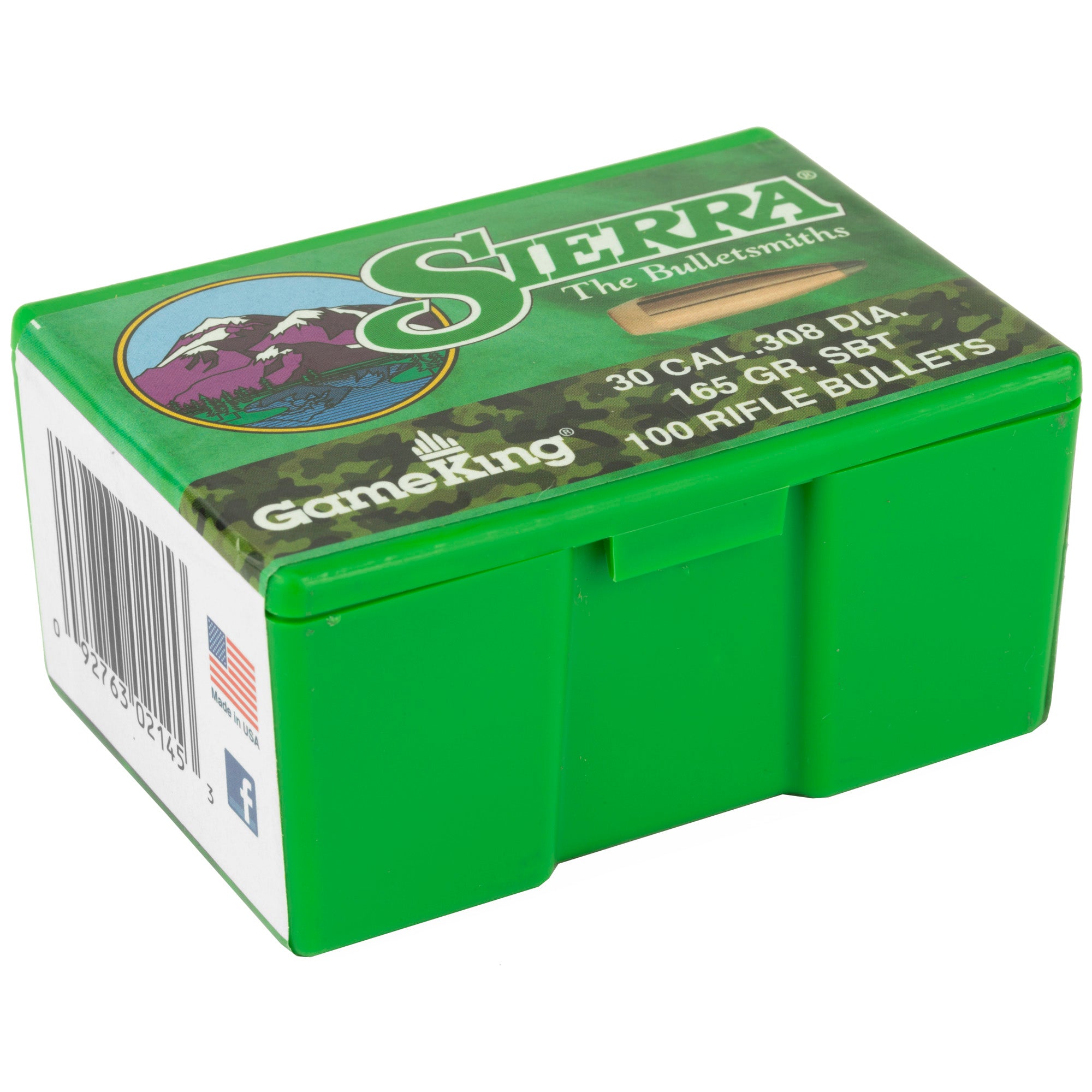 Sierra Bullets GameKing .308 Caliber, 165 Grain, Spitzer Boat Tail Bullet - 100 Rounds