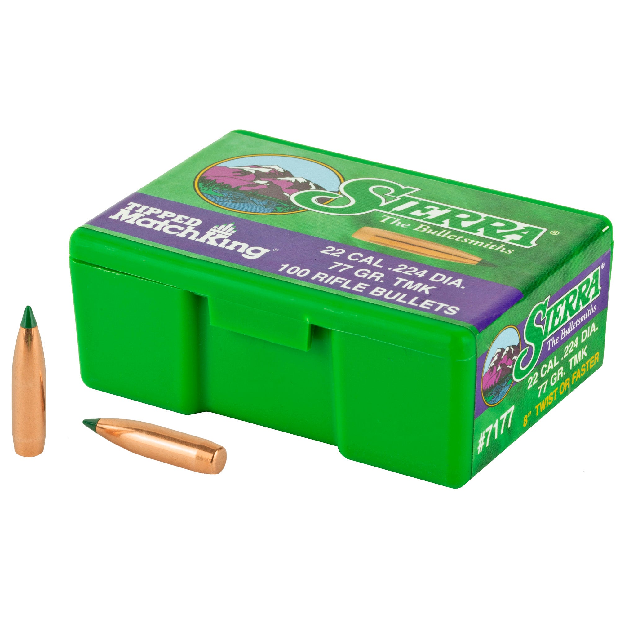 Sierra Bullets Tipped MatchKing .224 77 Grain – Precision Ballistic Tip Bullets (100 Count)