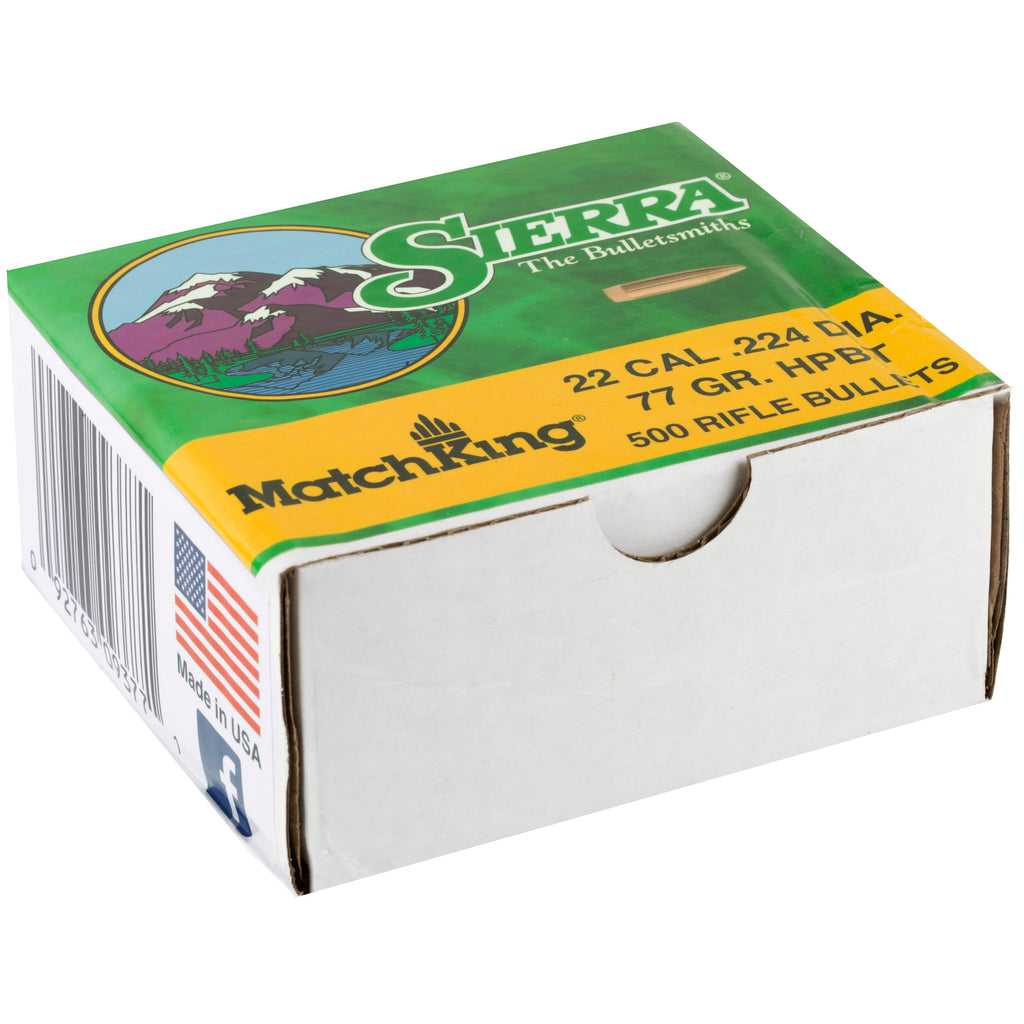 Sierra Bullets MatchKing .224 77-Grain Boat Tail Hollow Point Ammunition (500 Rounds)