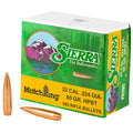 Sierra Bullets MatchKing .224 Caliber, 80 Grain Boat Tail Hollow Point – 500 Count
