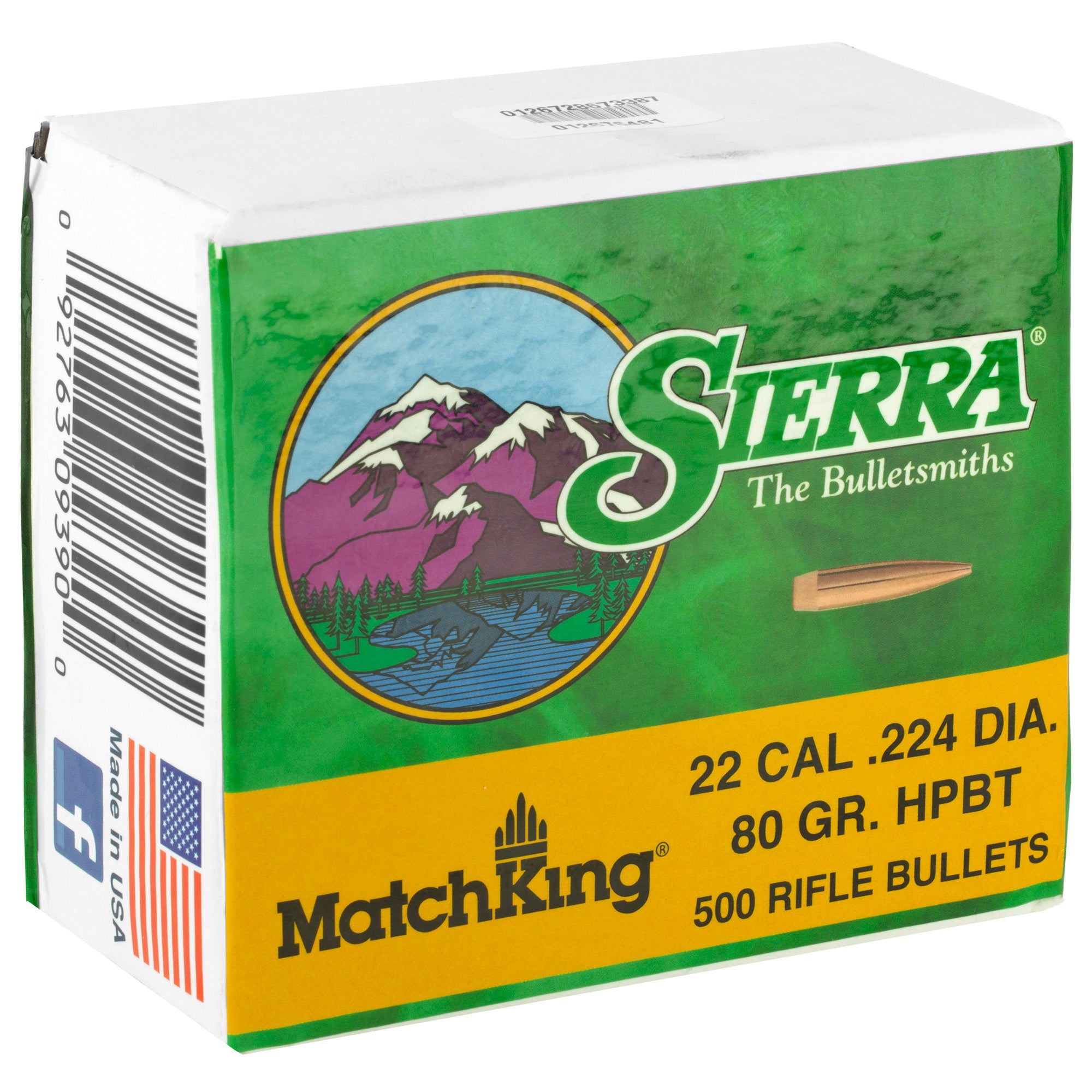 Sierra Bullets MatchKing .224 Caliber, 80 Grain Boat Tail Hollow Point – 500 Count