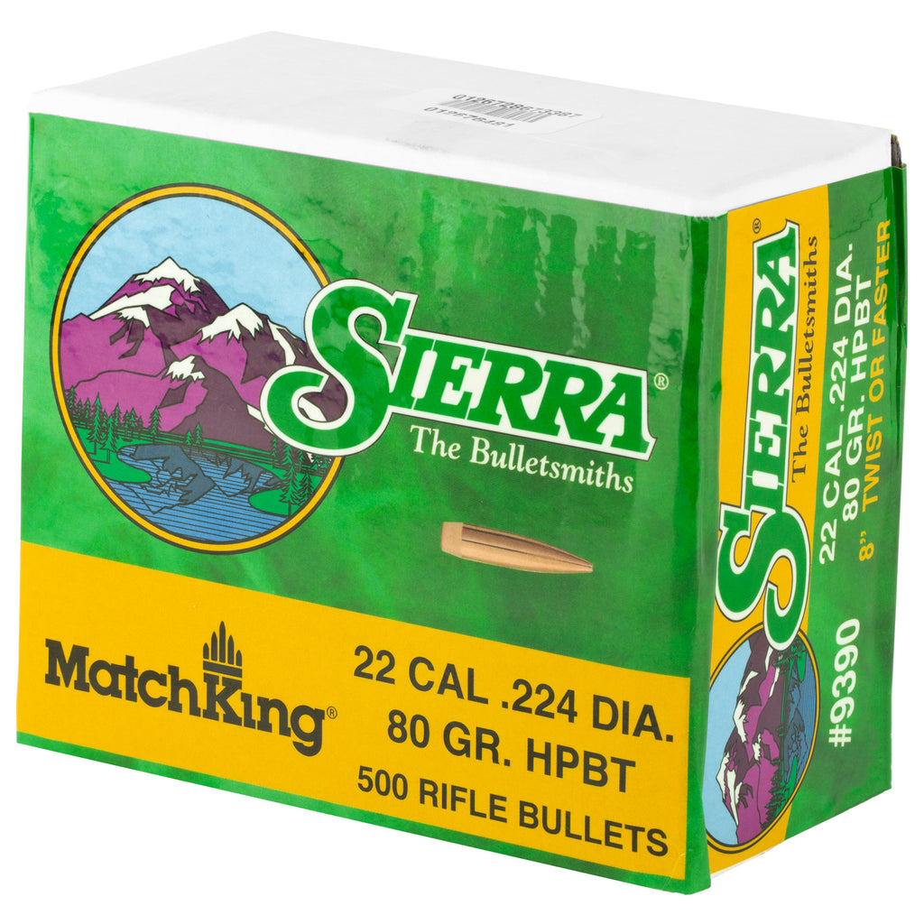 Sierra Bullets MatchKing .224 Caliber, 80 Grain Boat Tail Hollow Point – 500 Count
