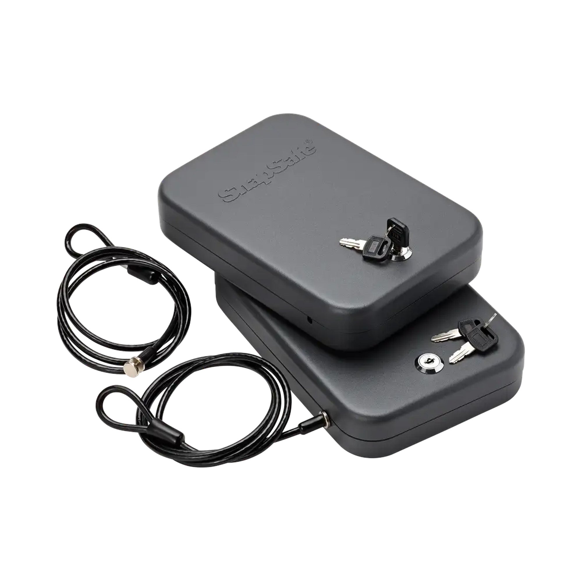 SnapSafe Large Lock Box 2-Pack Keyed - Secure Black Safe for Home and Vehicle Storage