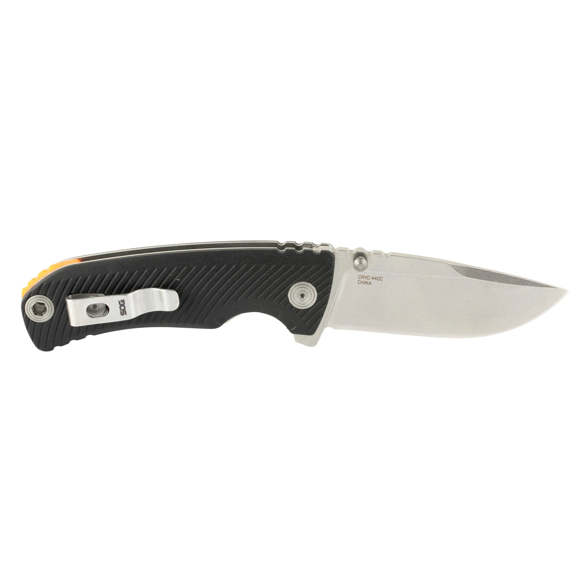 SOG Knives & Tools Tellus ATK 3.5-inch Assisted Folding Knife with Cryo 440C Steel Blade and Textured Black Handle