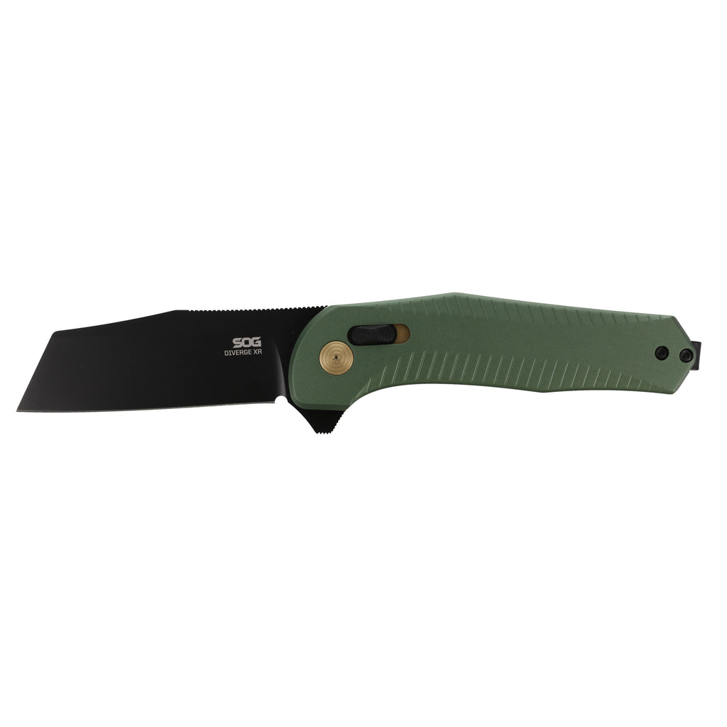 SOG Diverge XR Folding Knife with D2 Steel, Green Handle, 3-Inch Blade