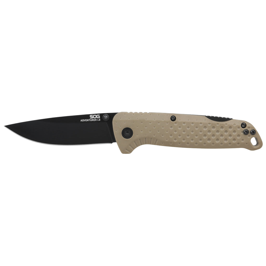 SOG Knives & Tools Adventurer LB 3.5-inch Folding Knife with Lock Back, Flat Dark Earth Handle