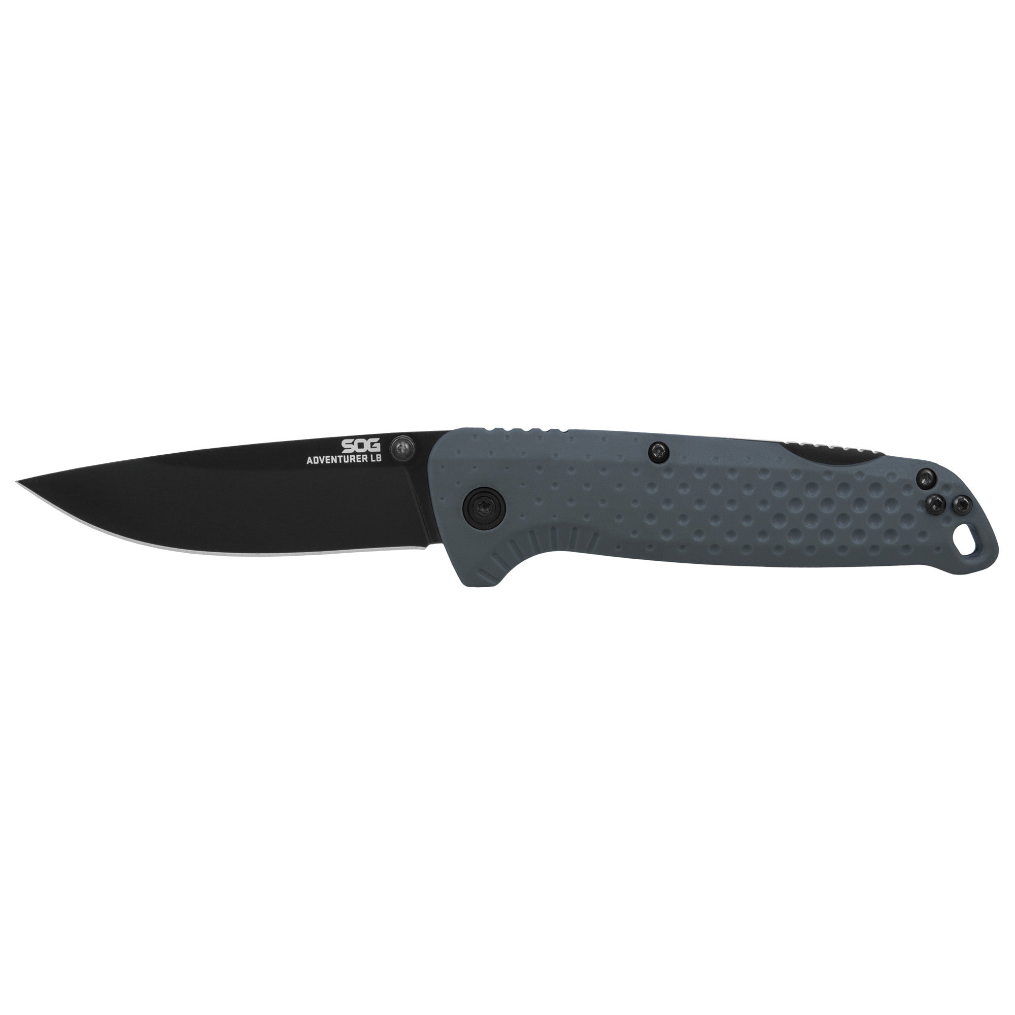 SOG Knives & Tools Adventurer LB 3.5-Inch Folding Knife with Lockback Mechanism, Black Handle, Gray Accents