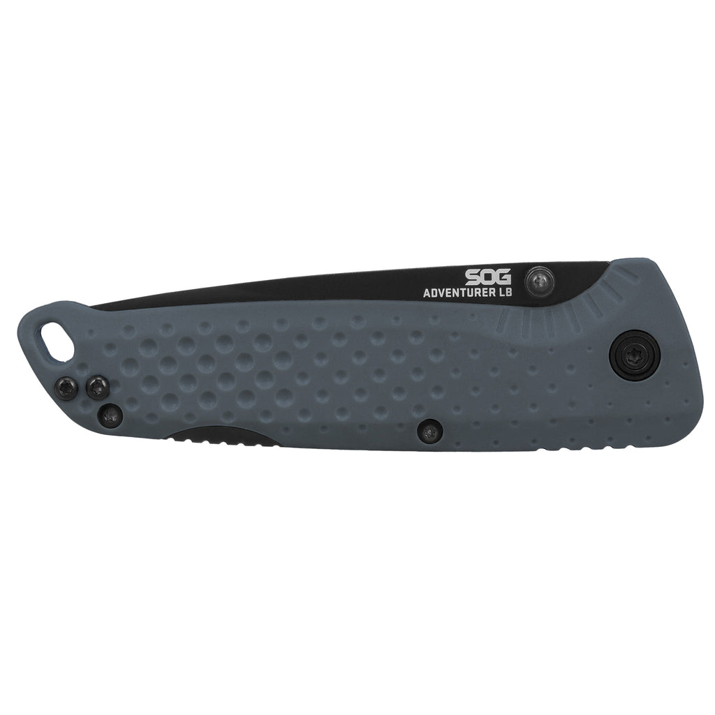 SOG Knives & Tools Adventurer LB 3.5-Inch Folding Knife with Lockback Mechanism, Black Handle, Gray Accents