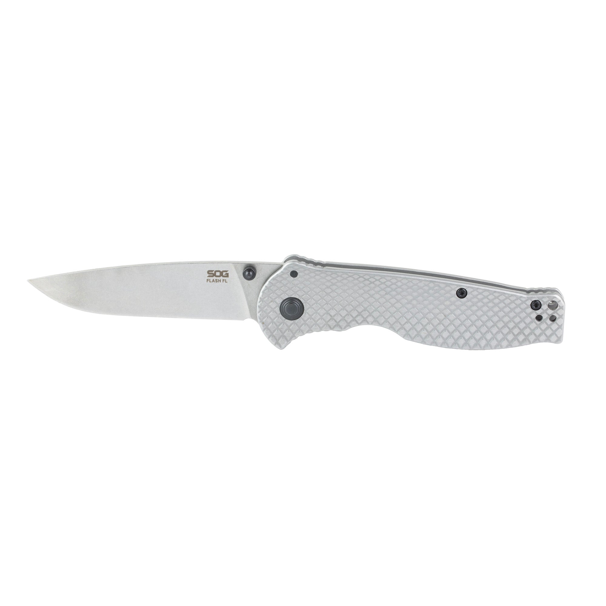 SOG Knives & Tools Flash II Folding Knife – 3.4-inch Blade, Silver, 8Cr13MoV Steel