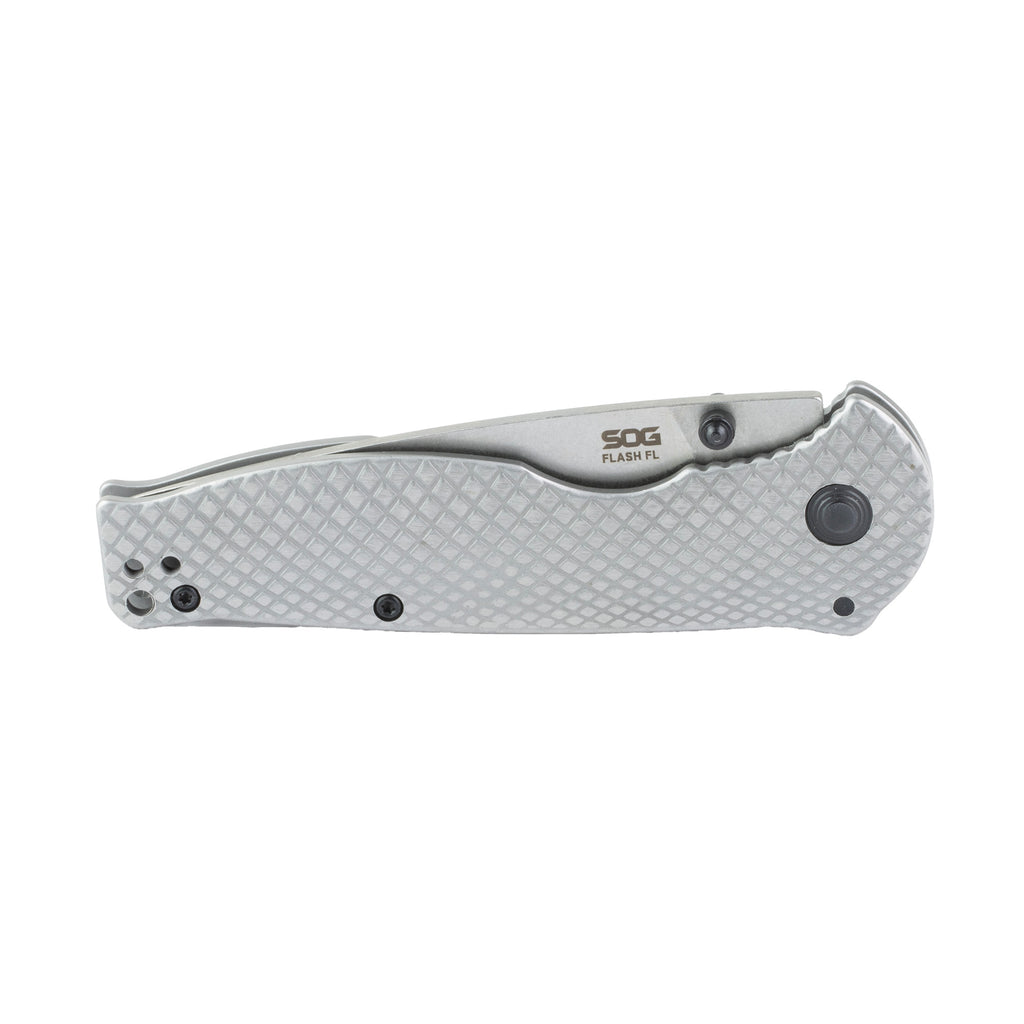 SOG Knives & Tools Flash II Folding Knife – 3.4-inch Blade, Silver, 8Cr13MoV Steel
