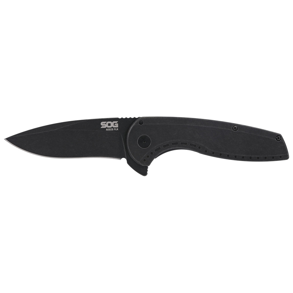 SOG Aegis FLK 2.0 Folding Knife with 3.25-inch Drop Point Blade, Black Handle