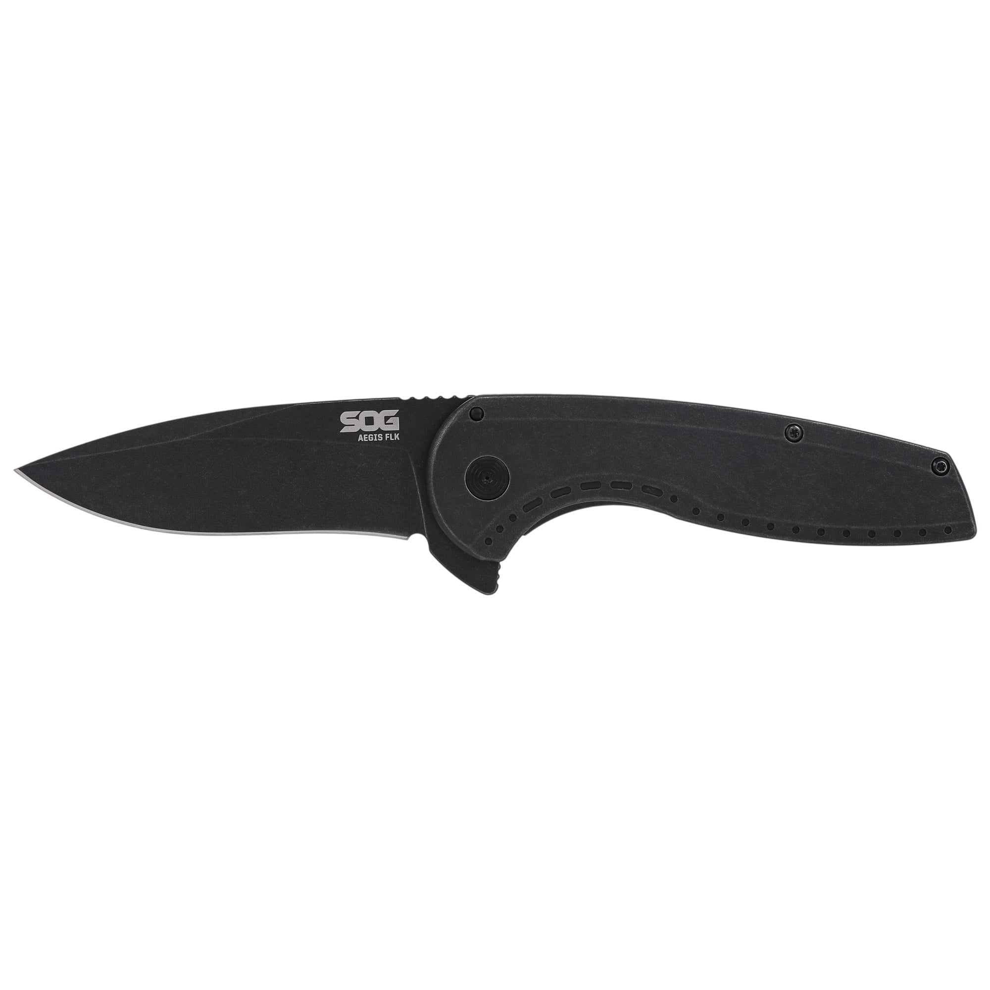 SOG Aegis FLK 2.0 Folding Knife with 3.25-inch Drop Point Blade, Black Handle
