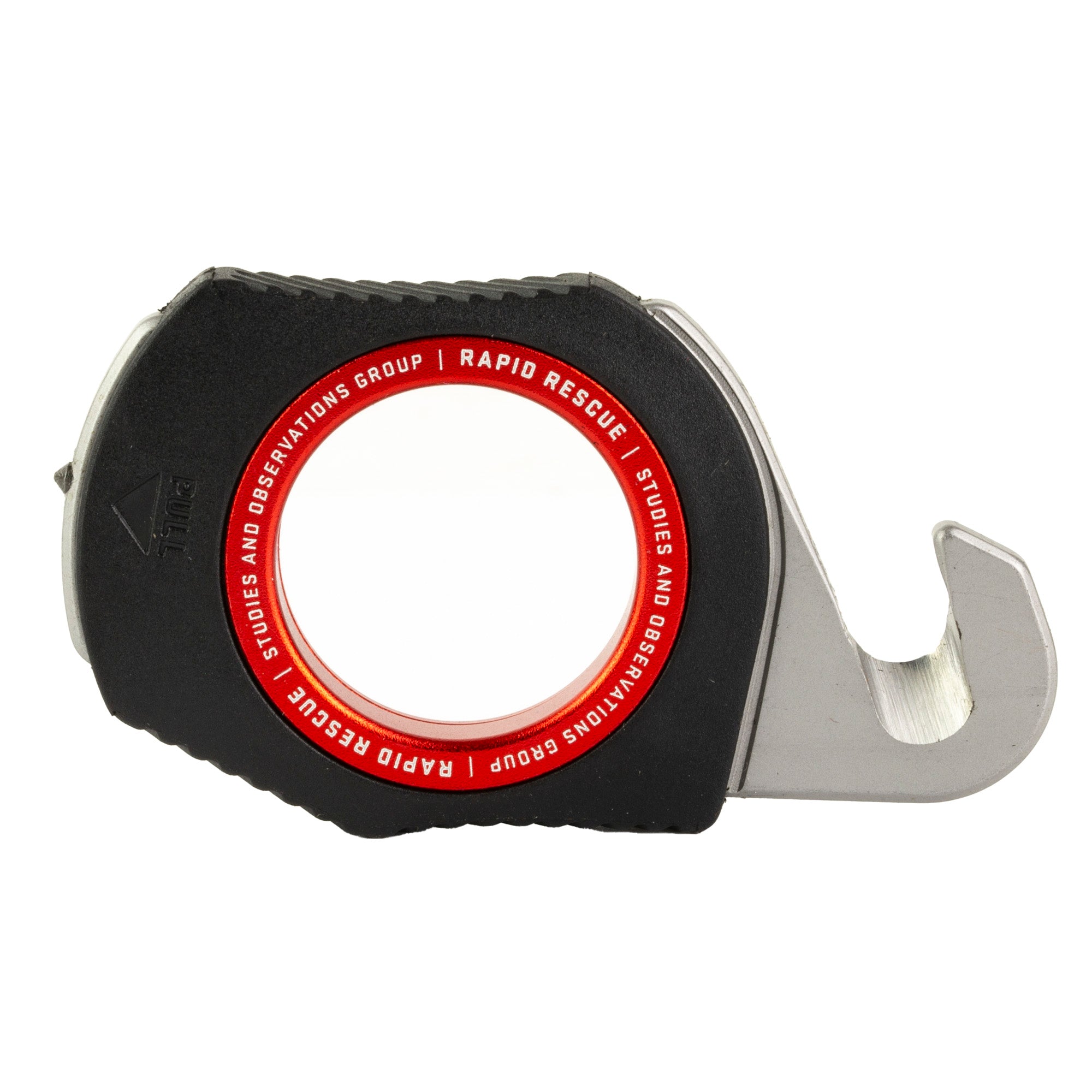 SOG Rapid Rescue Black and Red Keychain Tool with Seatbelt Cutter and Glass Breaker