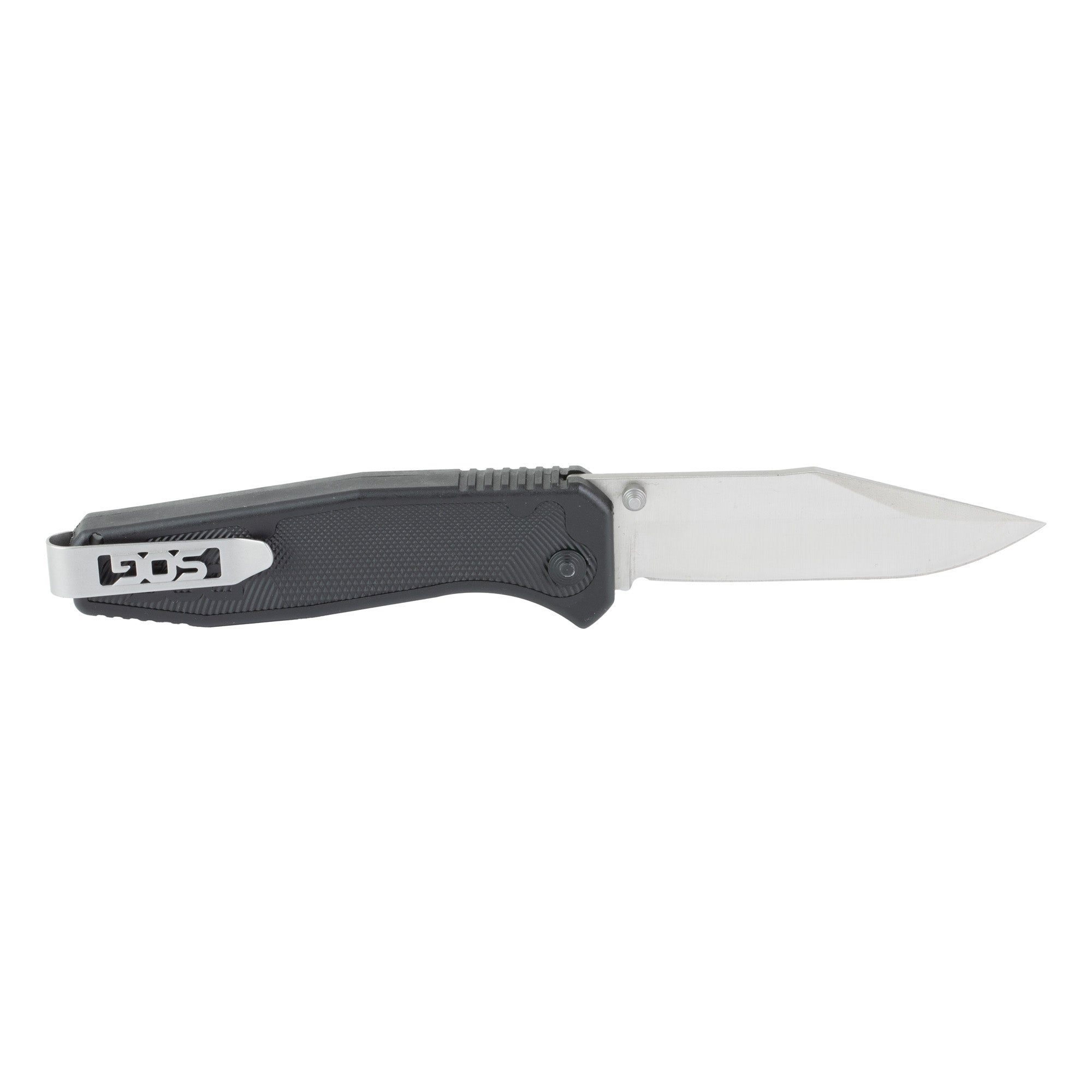 SOG Flare Satin Assisted Folding Knife with Black Handle and Reversible Pocket Clip