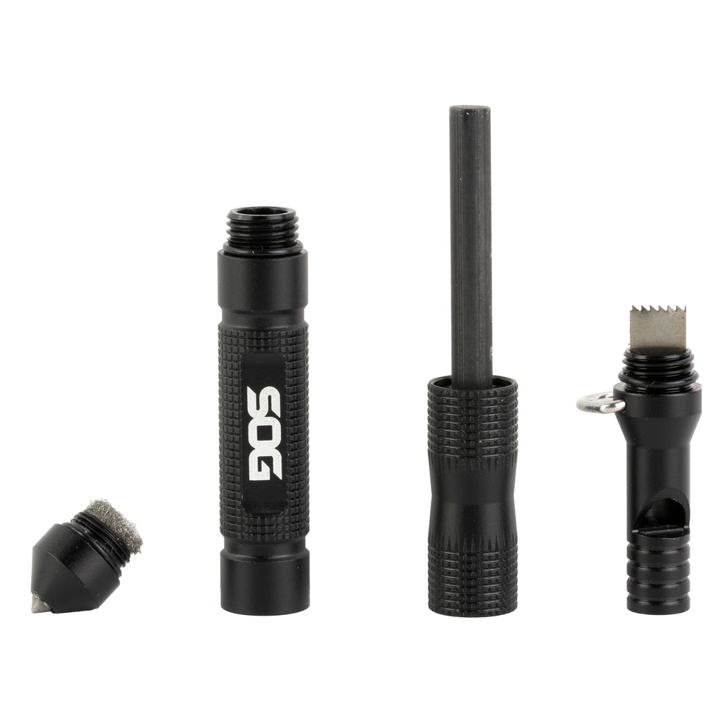 SOG Flint Fire Starter and Survival Tool - Compact Black Emergency Kit