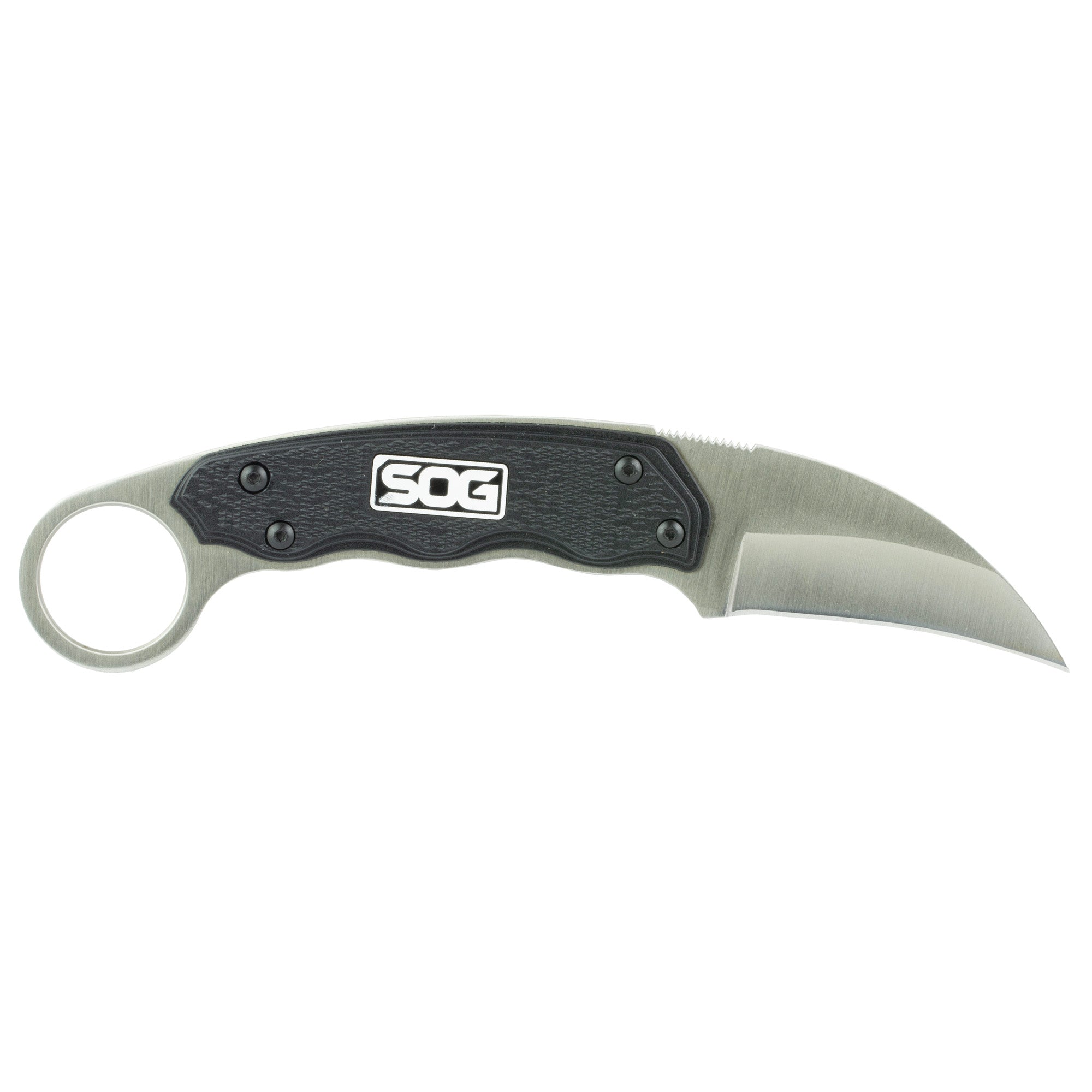 SOG Gambit Fixed Blade Knife with Sheath – Durable 7Cr17MoV Steel, 2.58-Inch Hooked Blade, Black Handle