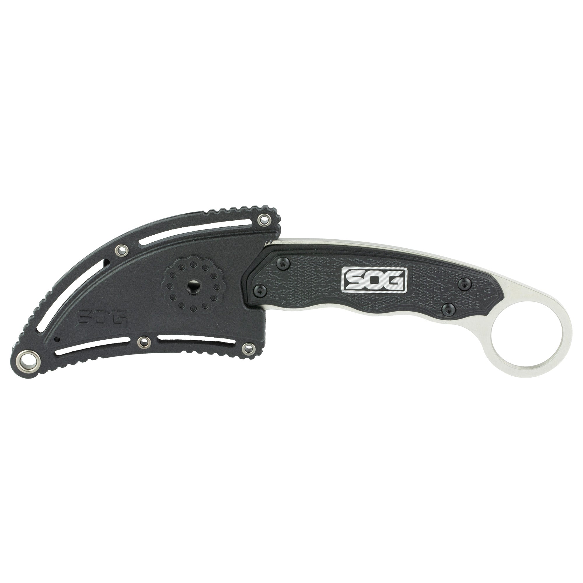 SOG Gambit Fixed Blade Knife with Sheath – Durable 7Cr17MoV Steel, 2.58-Inch Hooked Blade, Black Handle