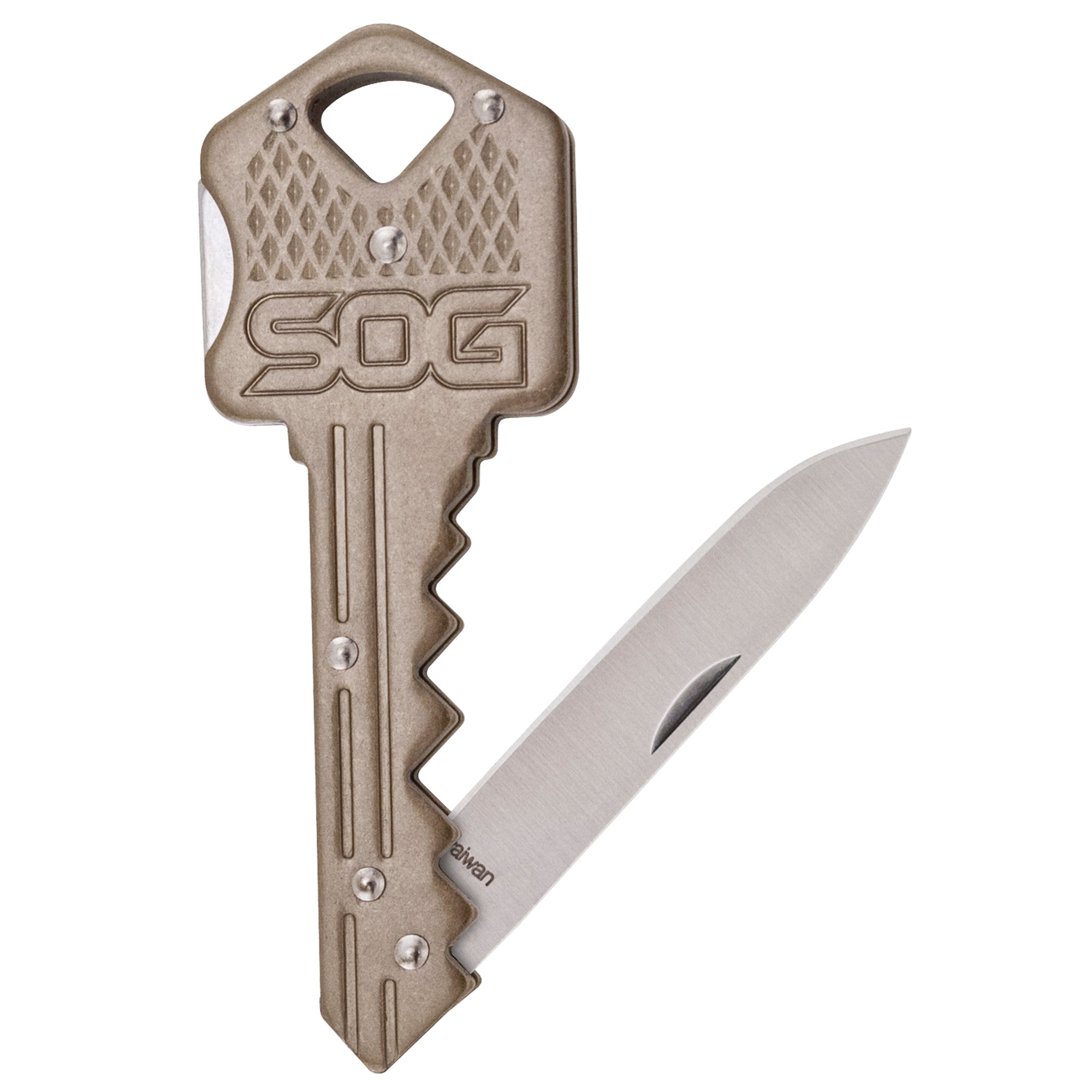 SOG Key Knife Brass 1.5-Inch Folding Knife with Straight Edge