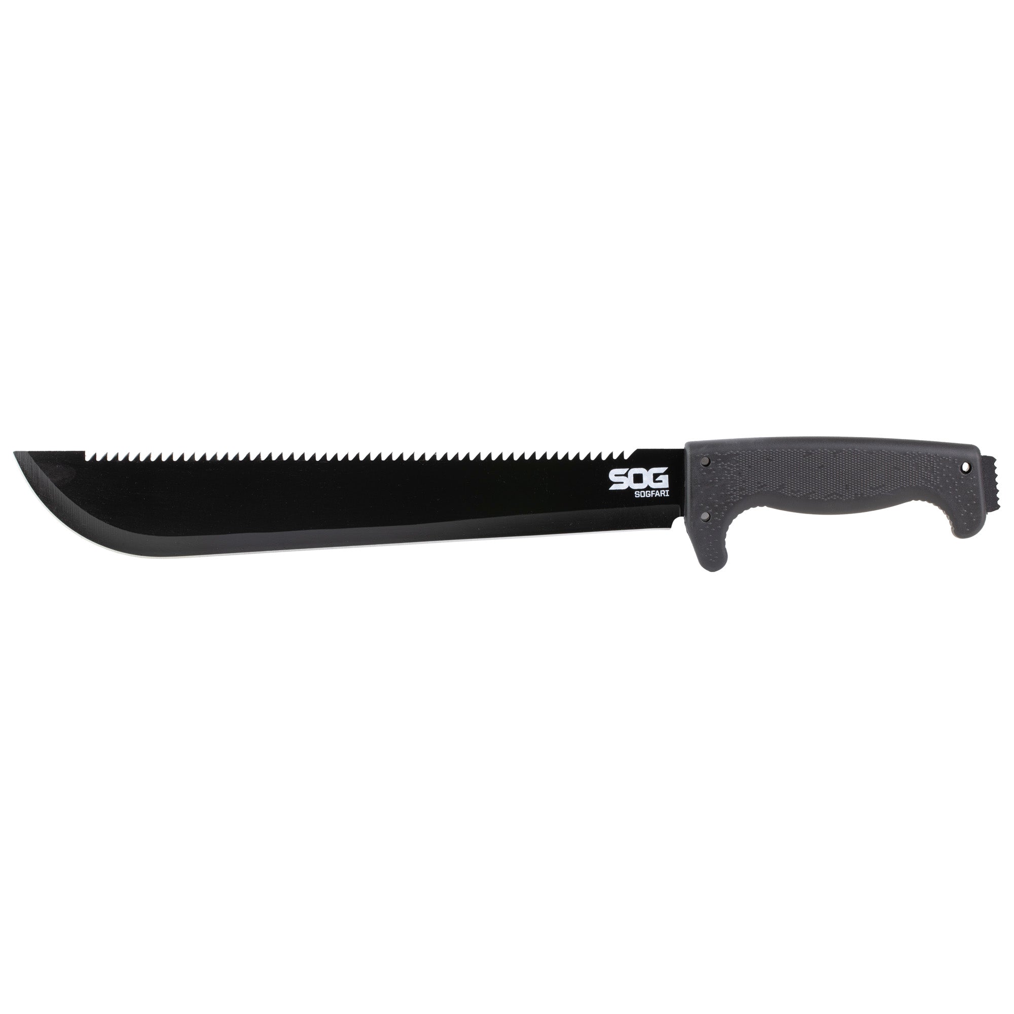 SOG SOGfari Machete with Saw Blade and Textured Handle – 13-Inch Black Stainless Steel Outdoor Utility Tool