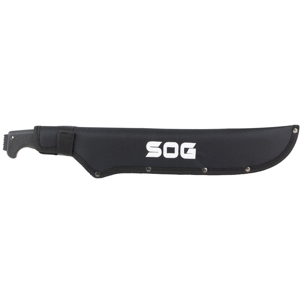 SOG SOGfari Machete with Saw Blade and Textured Handle – 13-Inch Black Stainless Steel Outdoor Utility Tool