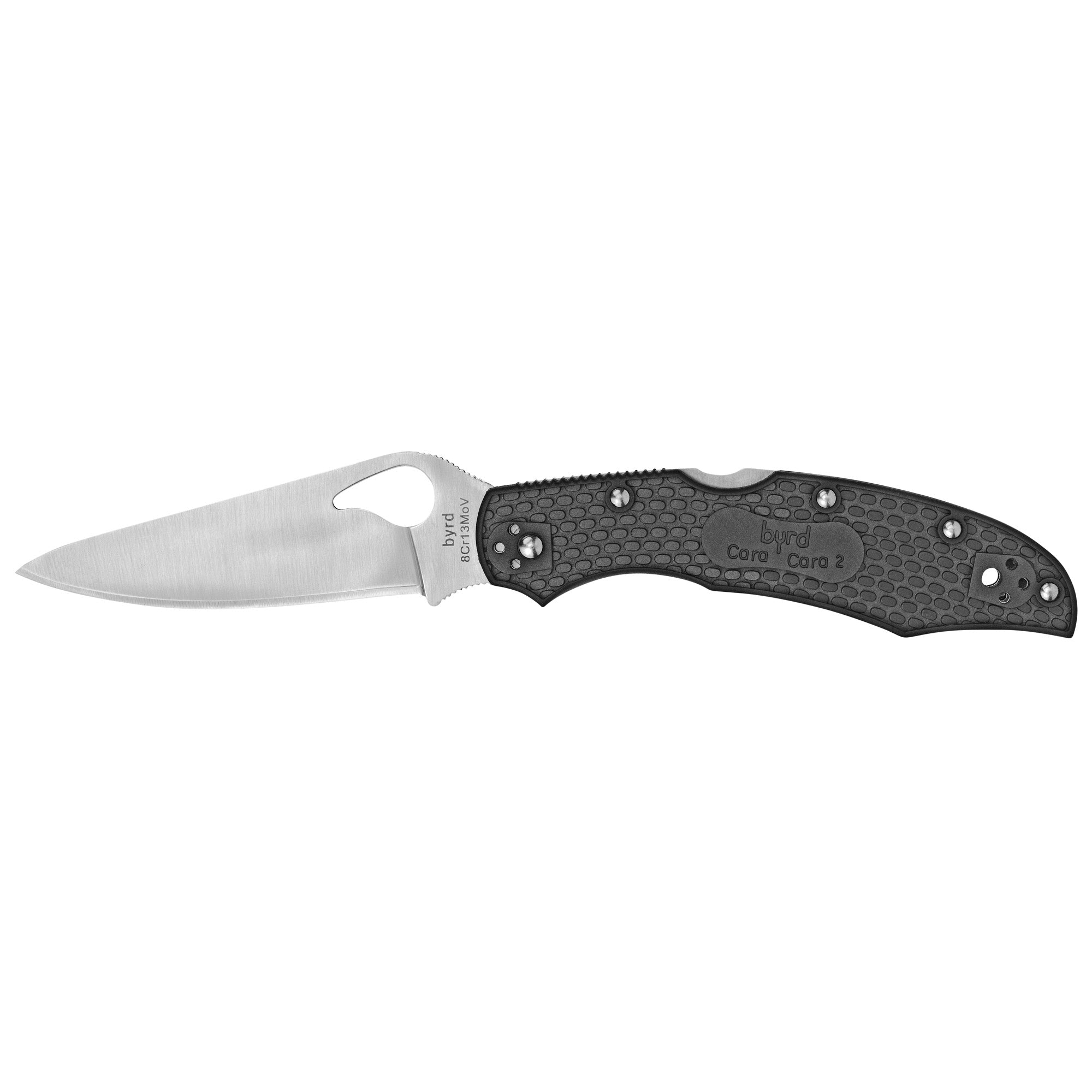 Spyderco Byrd Cara Cara 2 Lightweight Folding Knife – 3.75 Inch Blade, Black Handle, 8Cr13MoV Steel