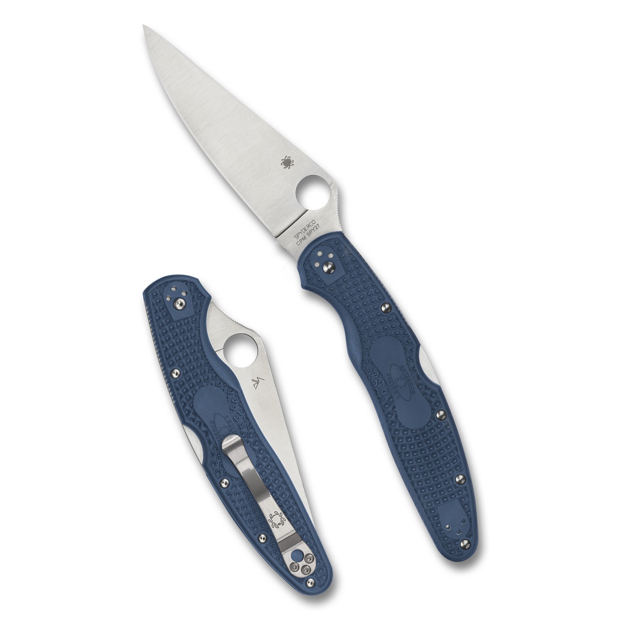 Spyderco Police 4 Lightweight Folding Knife with CPM SPY27 Steel and Blue Handle