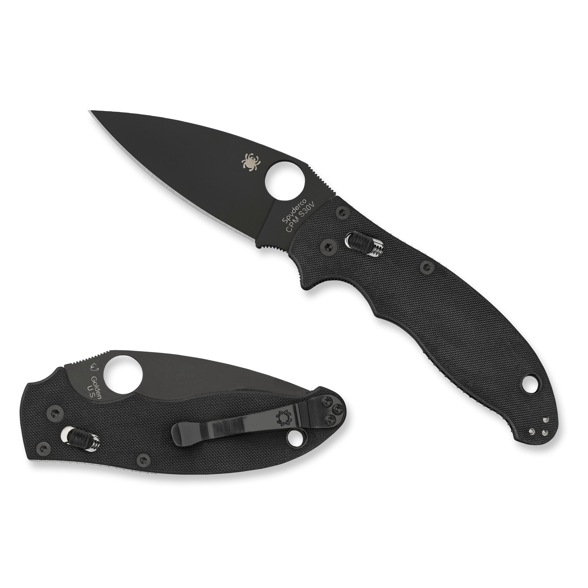 Spyderco Manix 2 Folding Knife with CPM-S30V Steel, Black Handle, 3.375-Inch Blade